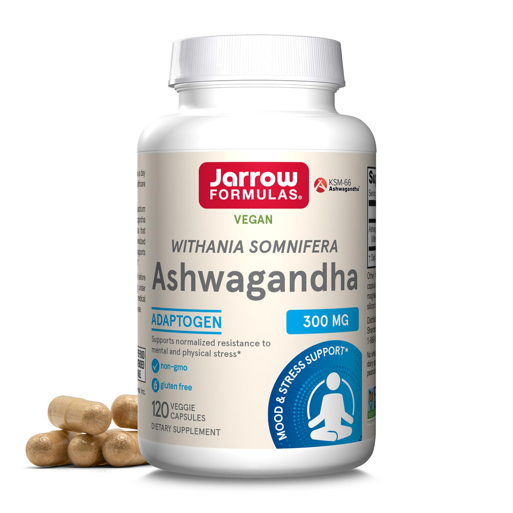 Jarrow Formulas Ashwagandha Capsules, 300 mg Supplement Supports Normalized Resistance to Mental and Physical Stress, 120 Veggie Capsules, 60 Day Supply Jarrow Formulas Au supplements