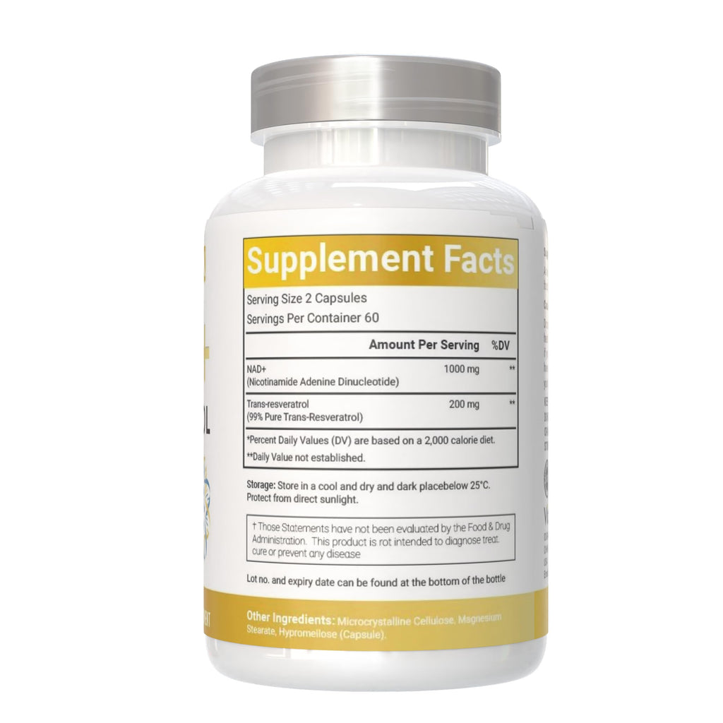VitaCosmoX NAD+ Supplement 1,200mg per Serving,120 Capsules (Nicotinamide Adenine Dinucleotide) - 60 Servings, Gluten-Free, Vegan VitaCosmoX Au supplements