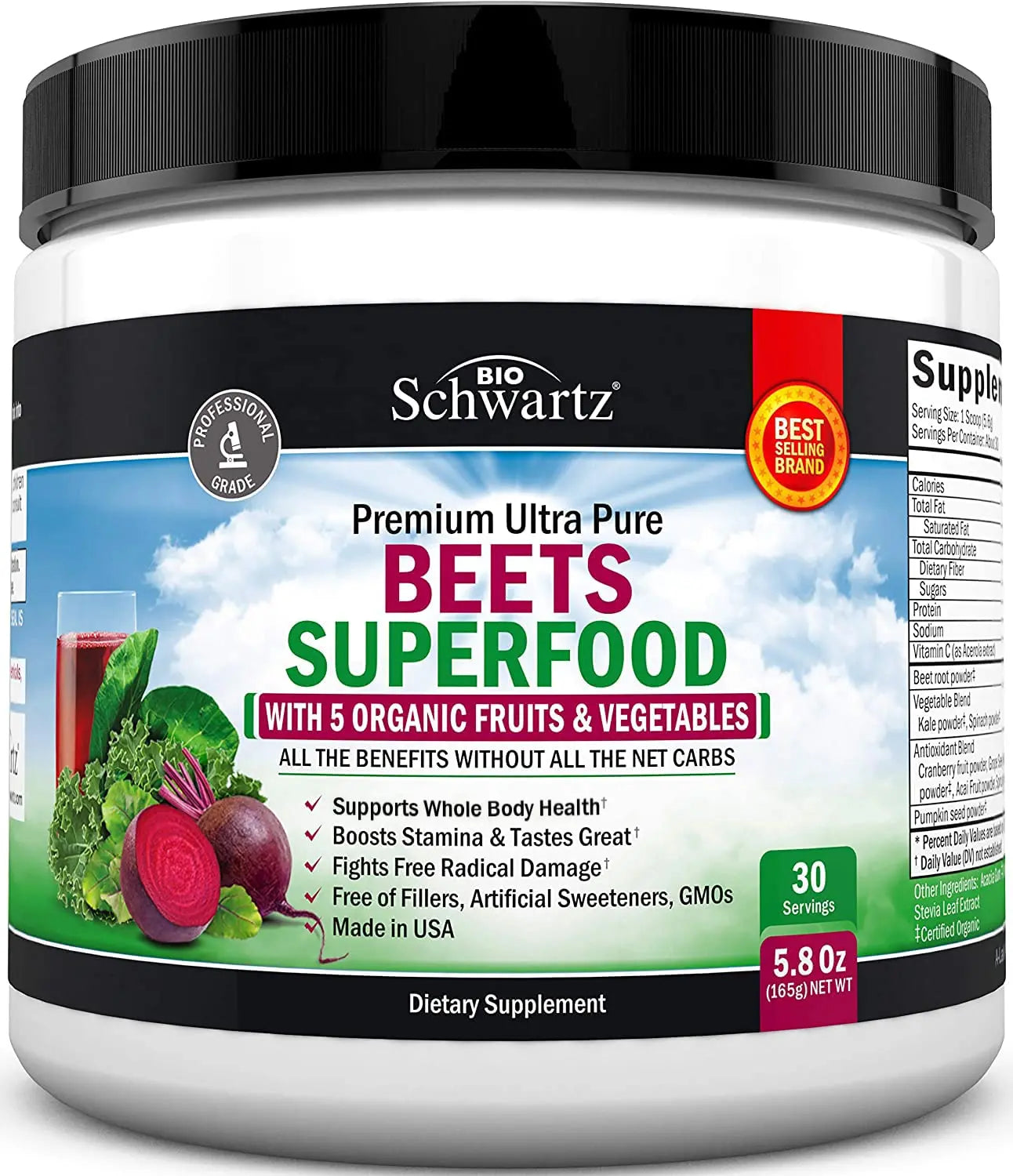 Beet Root Powder - Beets Superfood Supplement with Vitamin C Plus Organic Antioxidant BioSchwartz Au supplements