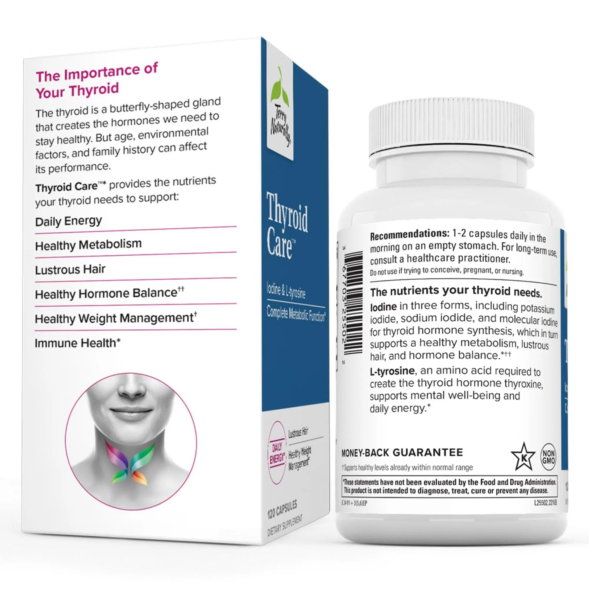 Terry Naturally Thyroid Care - 120 Capsules - Complete Metabolic Function - with Iodine Terry Naturally Au supplements