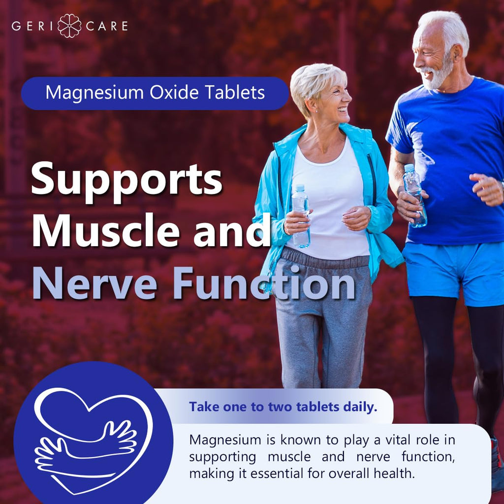 GeriCare Magnesium Oxide Supplement 240 mg of Elemental Magnesium, 120 Tablets, Essential Mineral Support, Promotes Vascular Health, Bone Strength, and Muscle Function (Pack of 1) GeriCare Au supplements