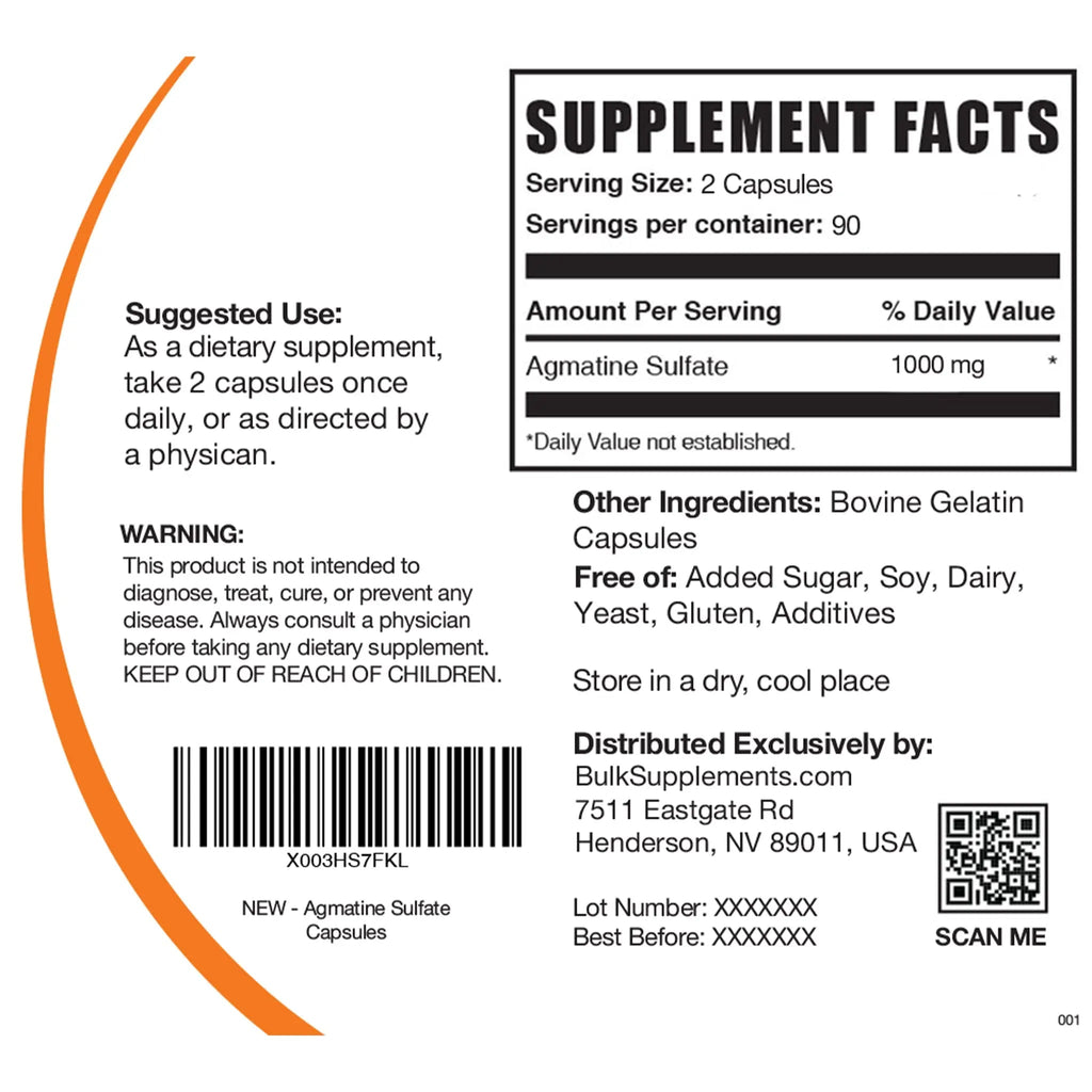 BULKSUPPLEMENTS.COM Agmatine Sulfate Capsules - Supplement for Nitric Oxide BULKSUPPLEMENTS.COM Au supplements
