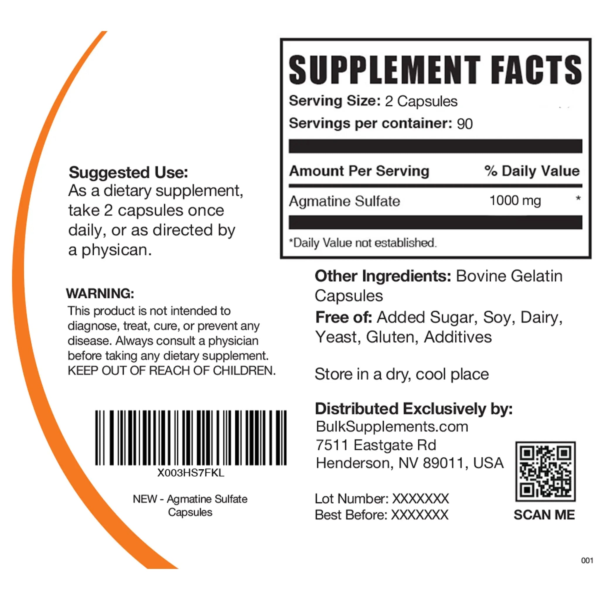 BULKSUPPLEMENTS.COM Agmatine Sulfate Capsules - Supplement for Nitric Oxide BULKSUPPLEMENTS.COM Au supplements
