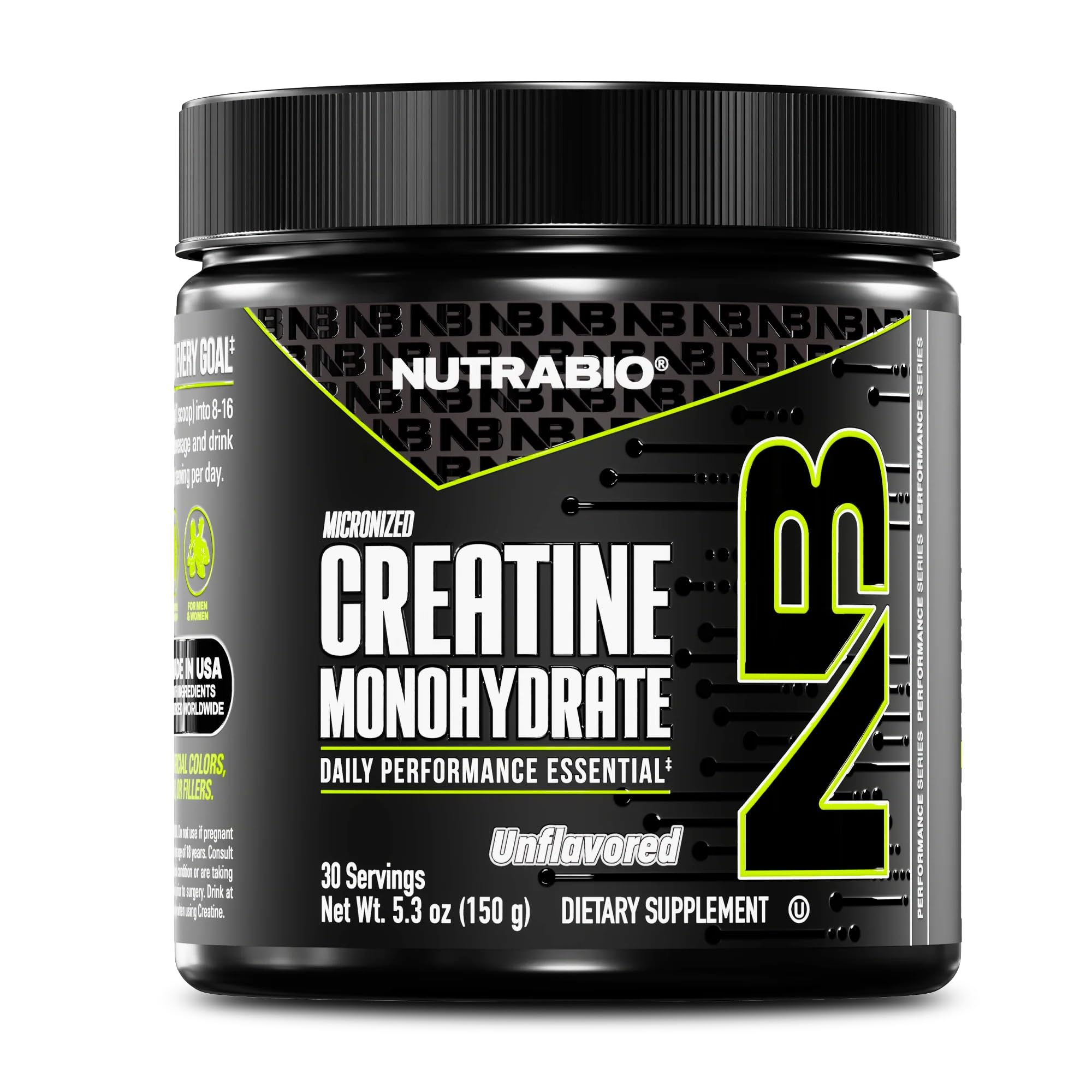 NutraBio Pure Micronized Creatine Monohydrate Powder Supplement, Unflavored, (150 g) - Supports Bulk Muscle Energy, Recovery, and Strength - HPLC Tested Creatine Powder Supplement for Men and Women