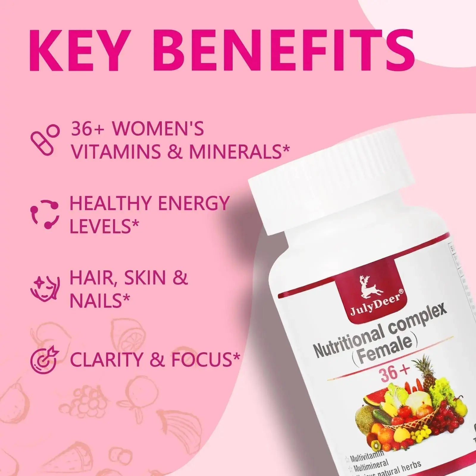 JulyDeer One Daily Tablet Multivitamin for Women - Complete Multimineral with Vitamin A, C, D, E and B-Complex, Zinc & More for Women's Immunity JulyDeer Au supplements