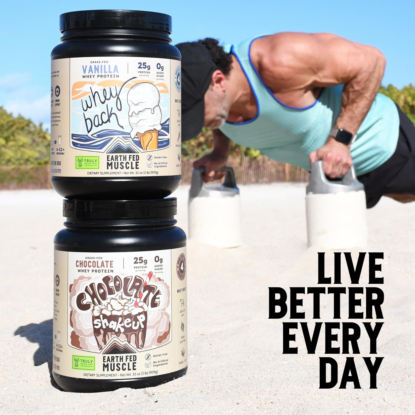 Earth Fed Muscle Whey Back Irish Grass Fed Whey Protein Isolate, Third-Party Certified. 25g Protein, Vanilla - Non-GMO, Hormone Free, Soy Free, Gluten Free - 2 LB, 29 Servings