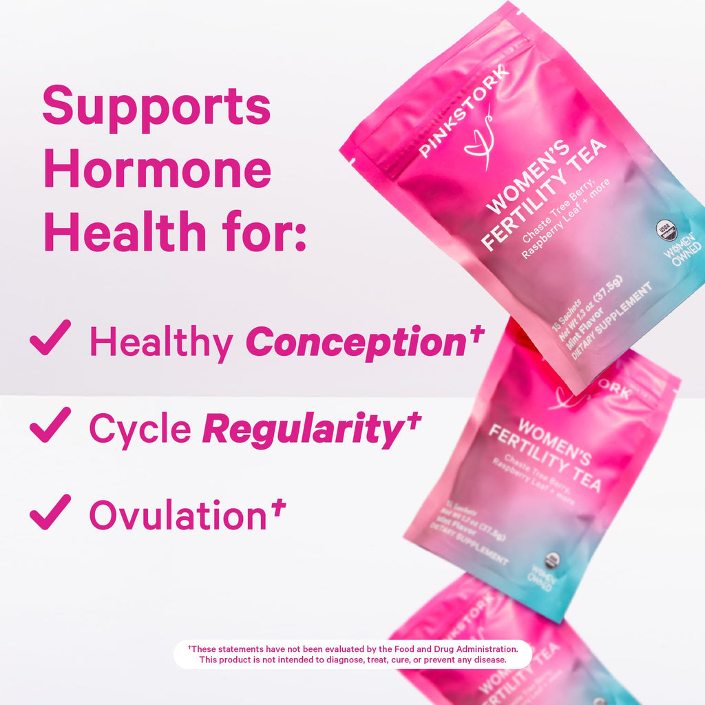 Pink Stork Fertility Bundle for Women – Conception Tea + Prenatal Vitamin Support with Inositol, Vitex, Folate & Ashwagandha – Supports Hormone Balance, Cycle Health & Preconception Wellness Pink Stork Au supplements