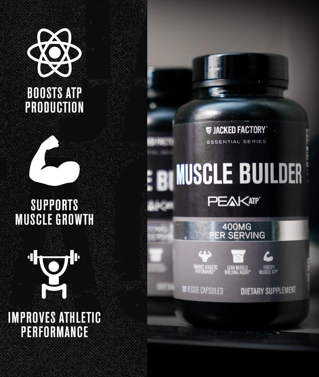 Jacked Factory Essentials Muscle Builder - ATP Muscle Builder for Men with Peak ATP to Support Muscle Gain, Enhance Athletic Performance, & Increase Strength - 30 Capsules Jacked Factory Au supplements