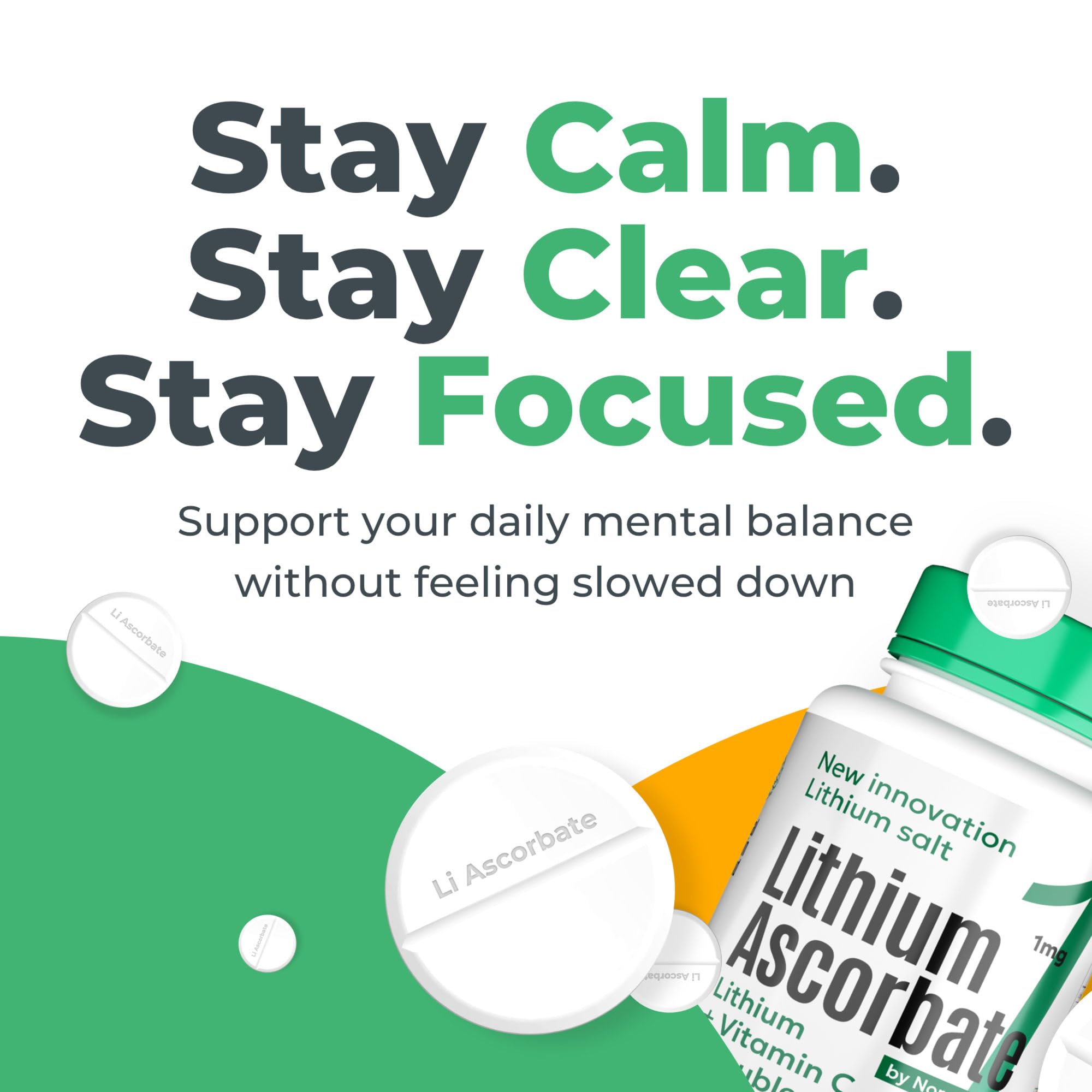 NORMOTIM Lithium Supplement 1 mg Tablets – Non-Drowsy Calm & Focus Support – Memory & Mental Clarity – Fast Dissolve – Compare to Lithium Orotate