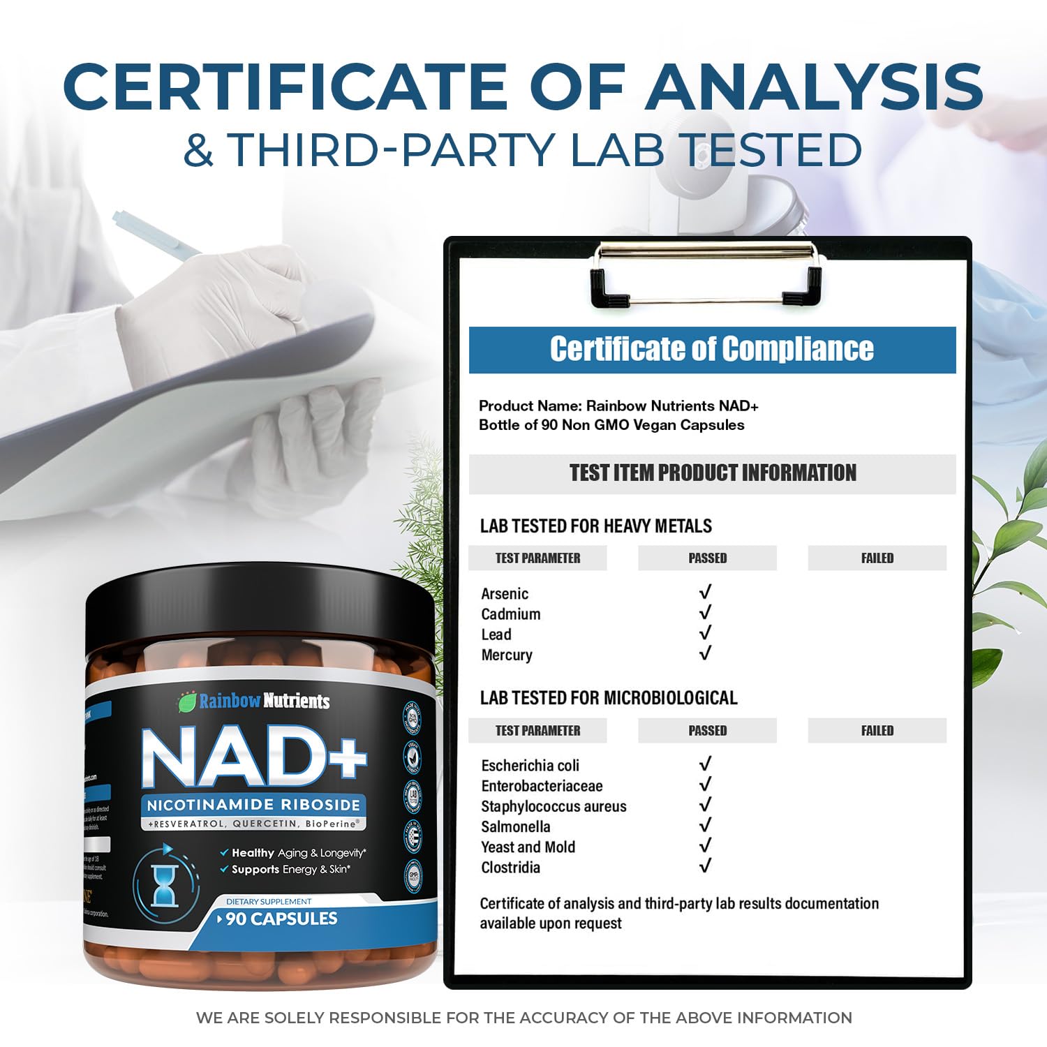 2010 MG NAD+ Supplement- Nicotinamide Riboside, Resveratrol, Quercetin & BioPerine® (High Absorption)- Natural NAD Booster for Anti-Aging, Cellular Energy, Skin- For Women & Men- 90 V Capsules Rainbow Nutrients, LLC Au supplements