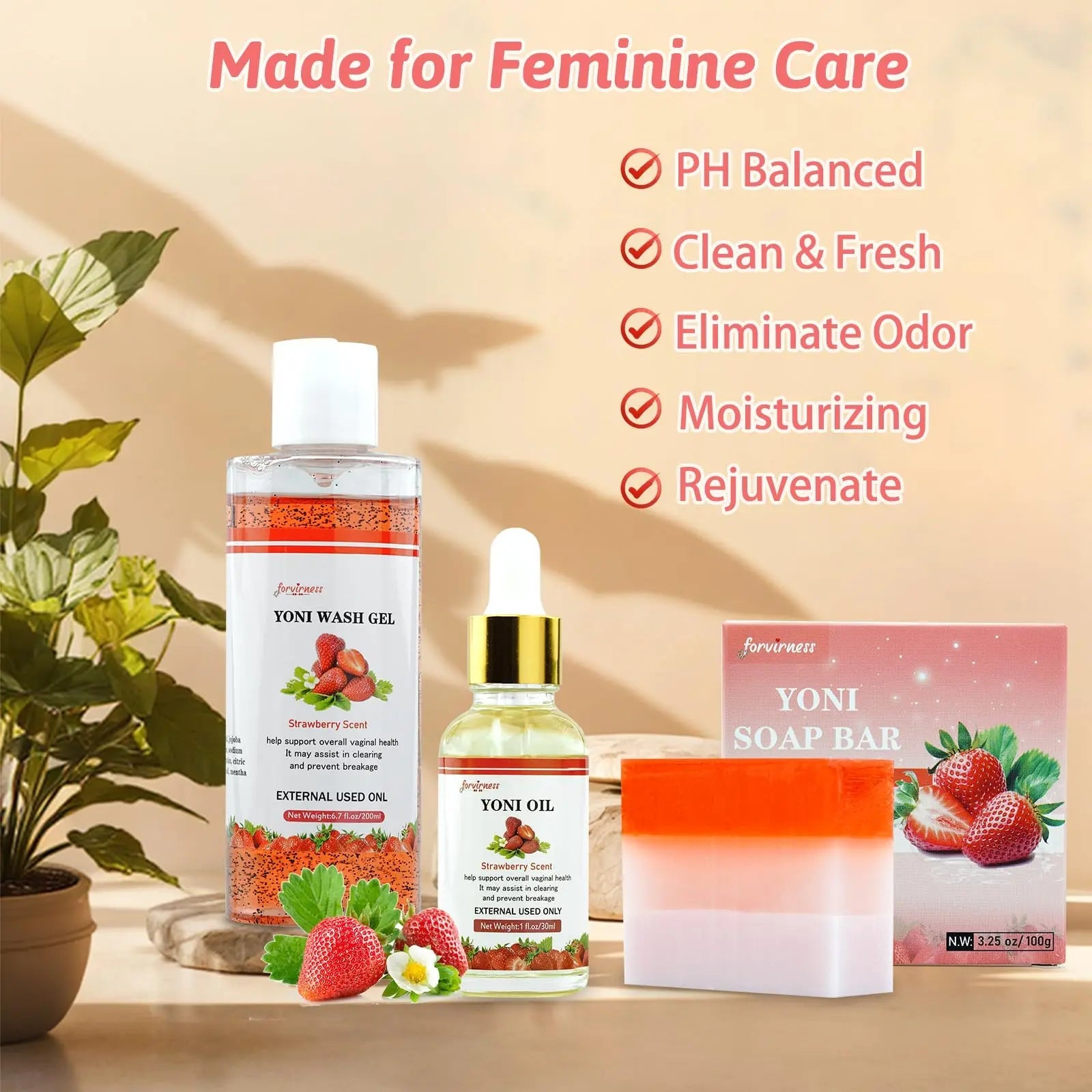Yoni Wash Yoni Oil Yoni Bar Soap for Women PH Balance, Strawberry Body Oil, Feminine Wash forvirness Au supplements