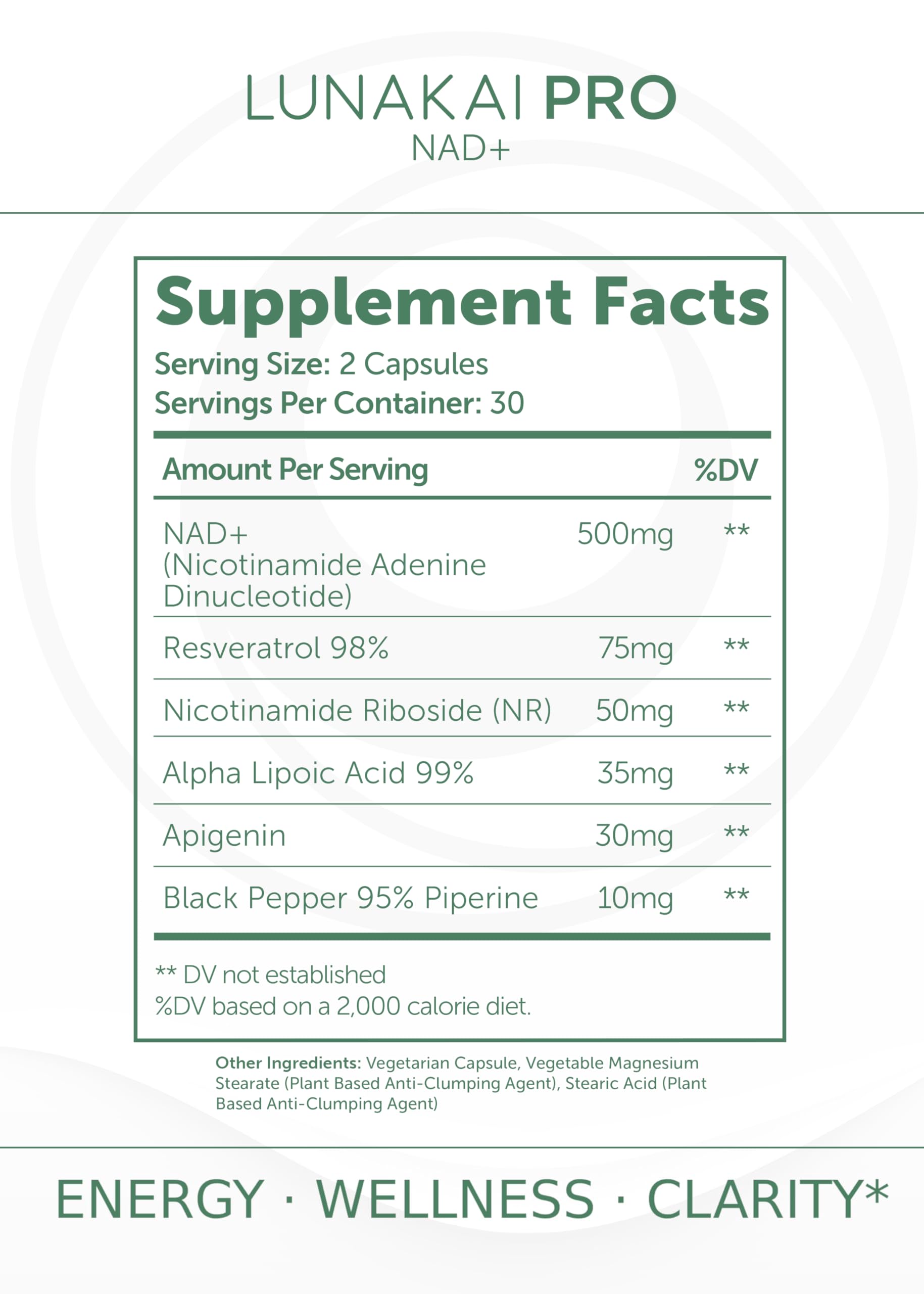 Lunakai PRO USA Made Dual-Pathway NAD+ Formula with NR & Resveratrol – Natural NAD Supplement for Women & Men – Healthy Aging & Cellular Health Support, 60ct Lunakai Au supplements