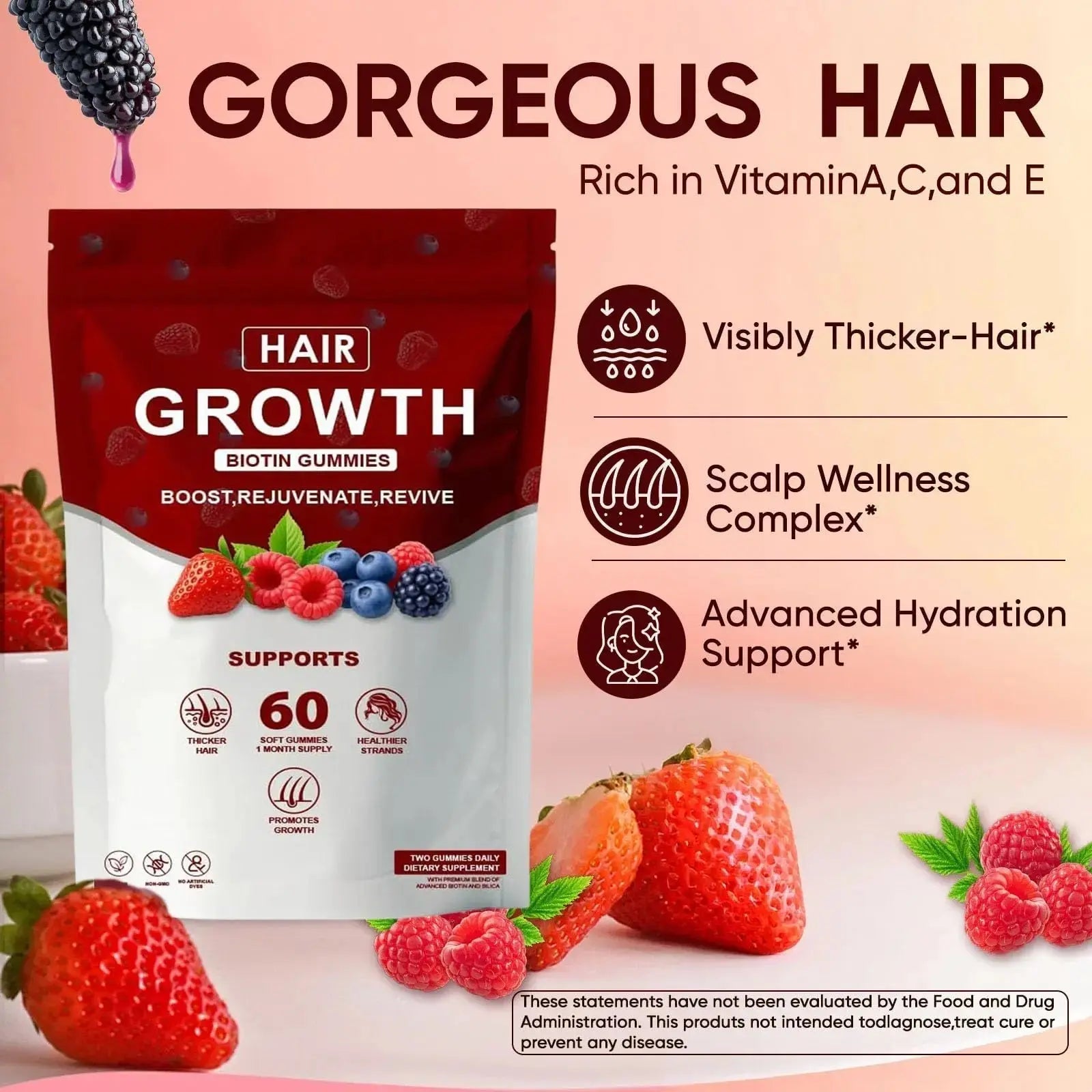 Neonomicon Lumin Hair Growth Gummies – with Biotin, Vitamin C & E, Rosemary, Saw Palmetto – Supports Healthy Hair Growth & Strength Neonomicon Au supplements