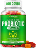 Probiotic Gummies for Adults and Kids Max Strength 5 Billion CFU | Organic Sugar Free Gummies for Digestive Health | 100 Count Vegan Gluten Free Chewable Probiotics