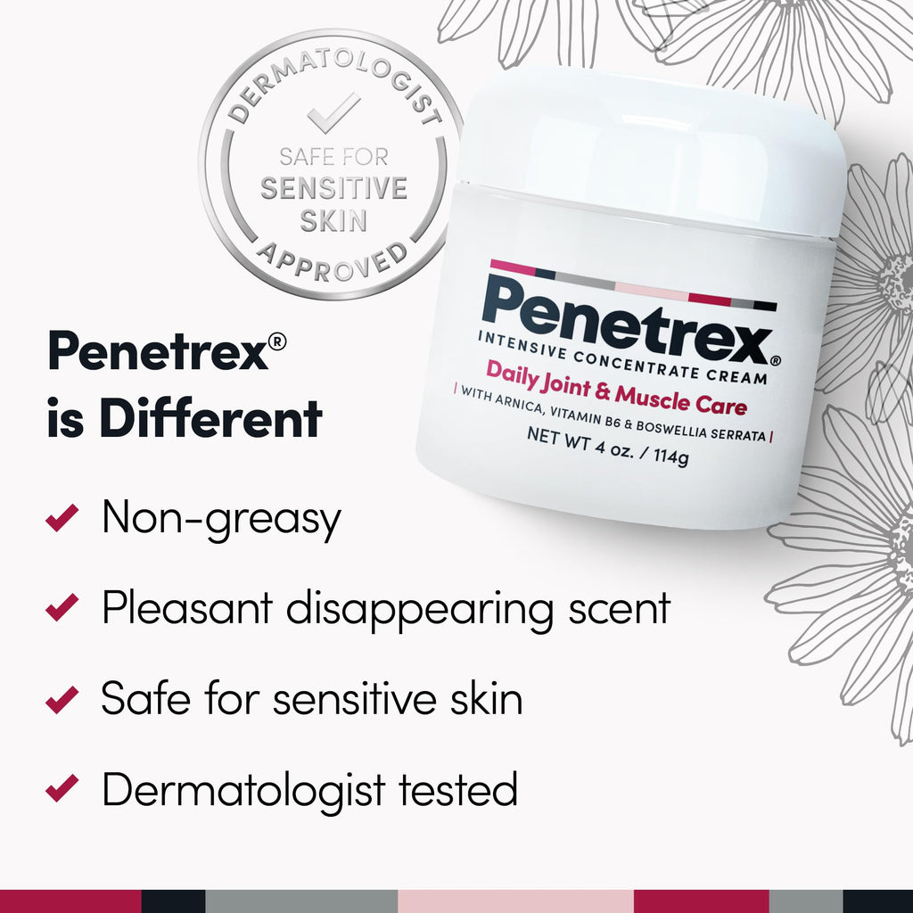 Penetrex Joint & Muscle Therapy - Soothing Comfort for Back, Neck, Hands, Feet - Premium Whole Body Rub with Arnica, Vitamin B6 MSM & Boswellia - Non-Greasy 4oz Cream Penetrex Au supplements