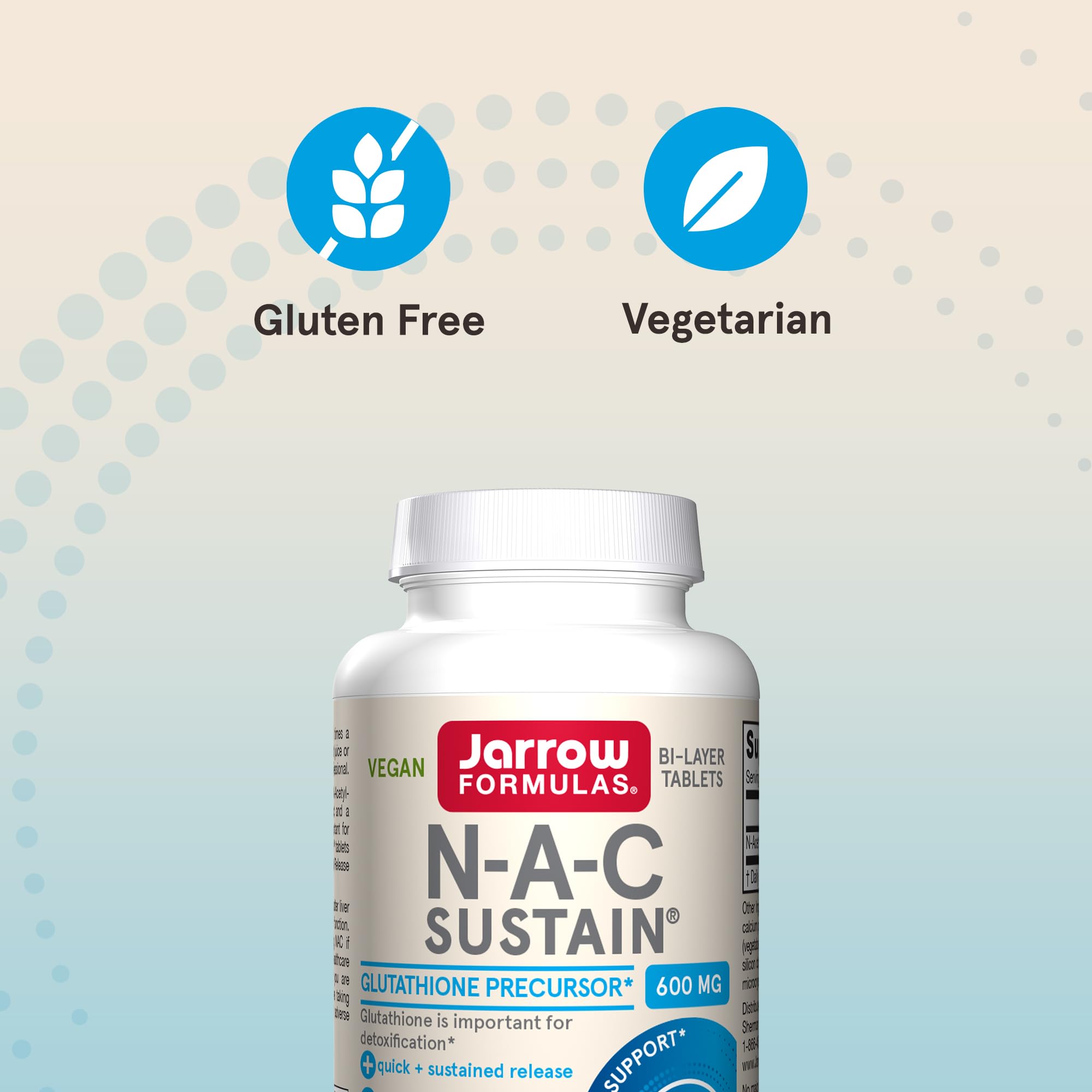 Jarrow Formulas N-A-C Sustain 600 mg, Dietary Supplement, NAC 600 mg, an Antioxidant Amino Acid Support
