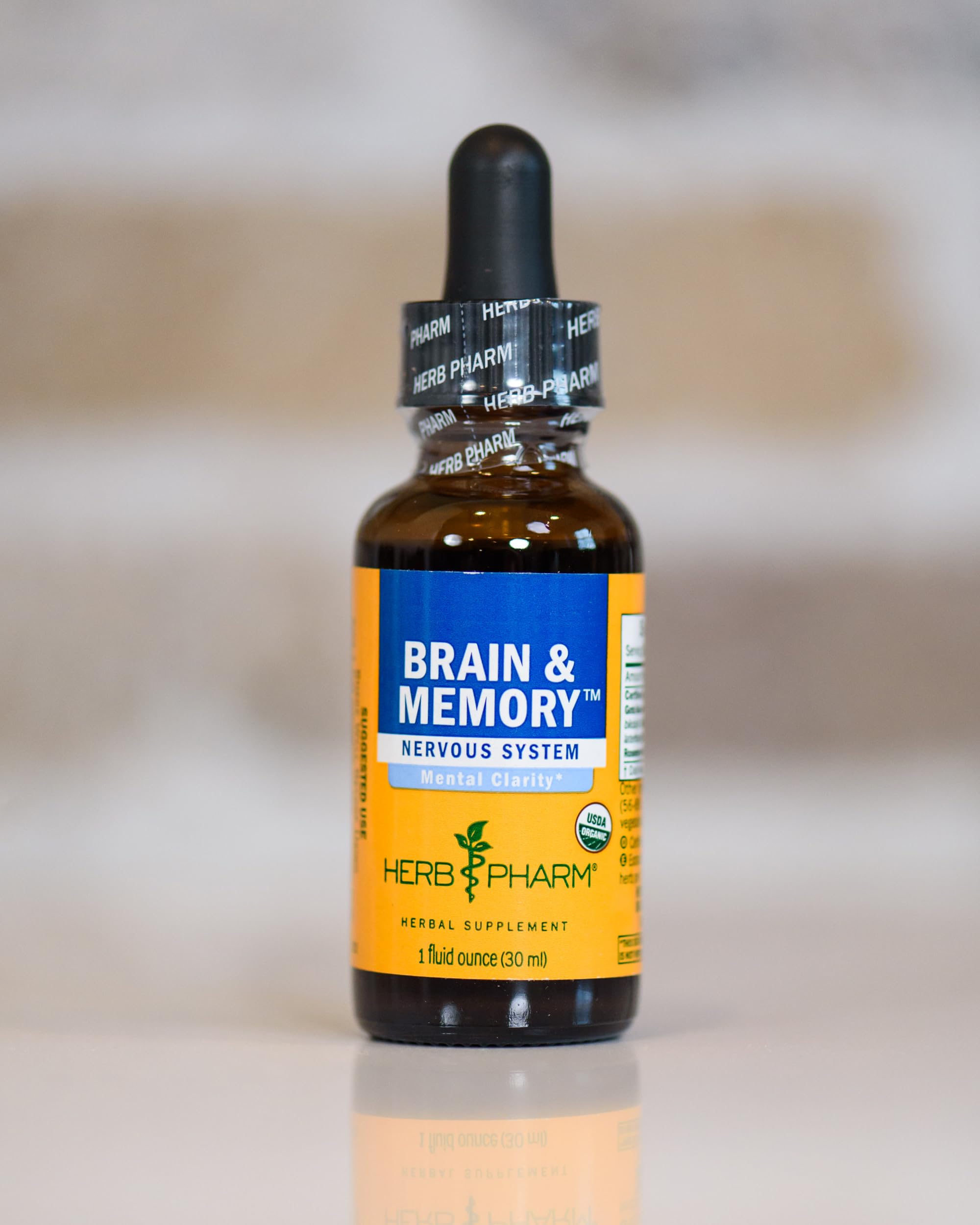 Herb Pharm Organic Nootropic Brain & Memory Supplement with Ginkgo Biloba Liquid Extract: Fast Absorption for Mental Focus Support, Ginkgo Supplement, Vegan, Gluten-Free, Non-GMO, 1 Oz Herb Pharm Au supplements