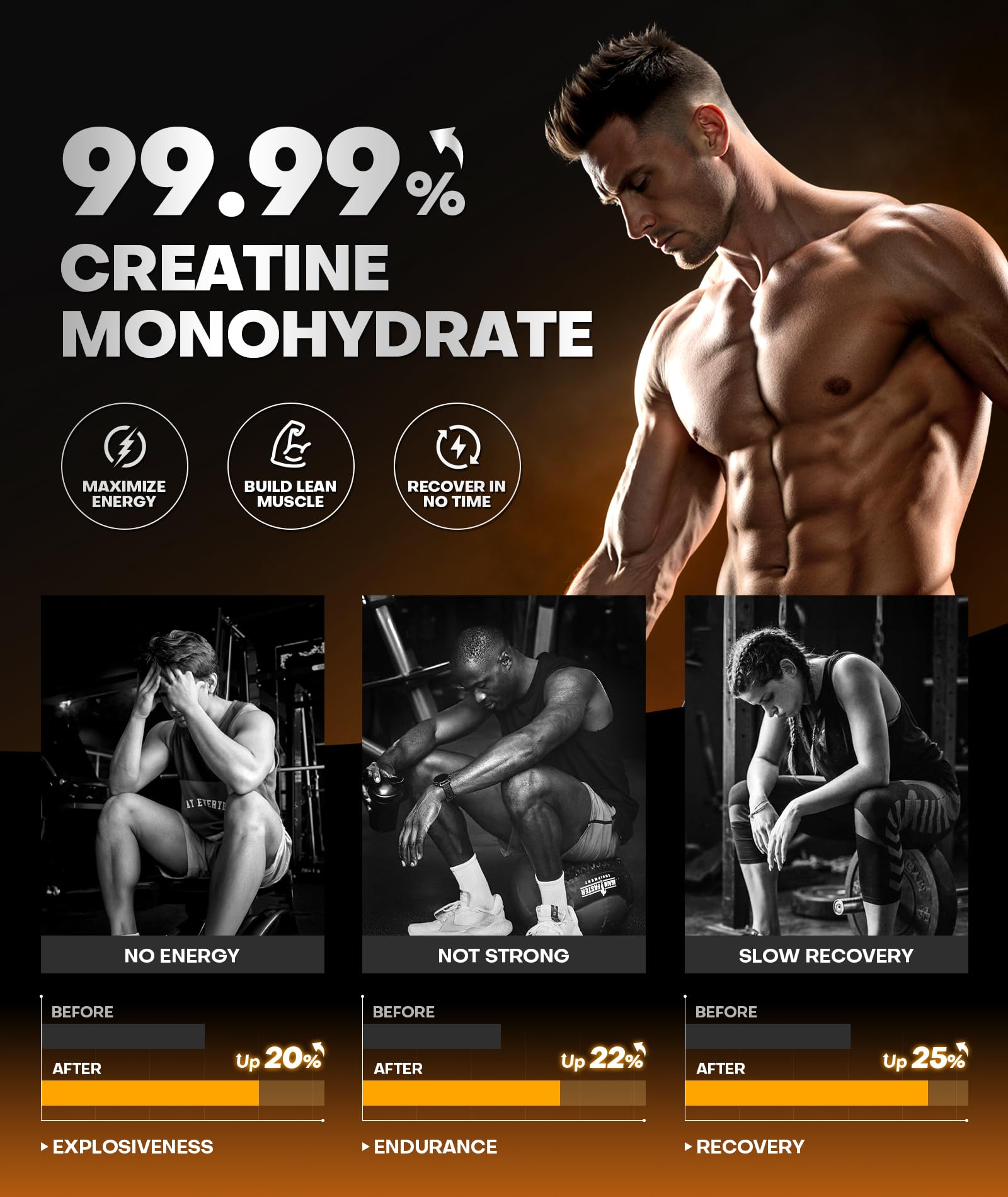 Instant Boost Creatine Monohydrate Gummies, Complex Formula with Real 5000mg Creatine, L-Taurine, B12, Mg & K, Pre-Workout Creatine for Women & Men to Support Energy
