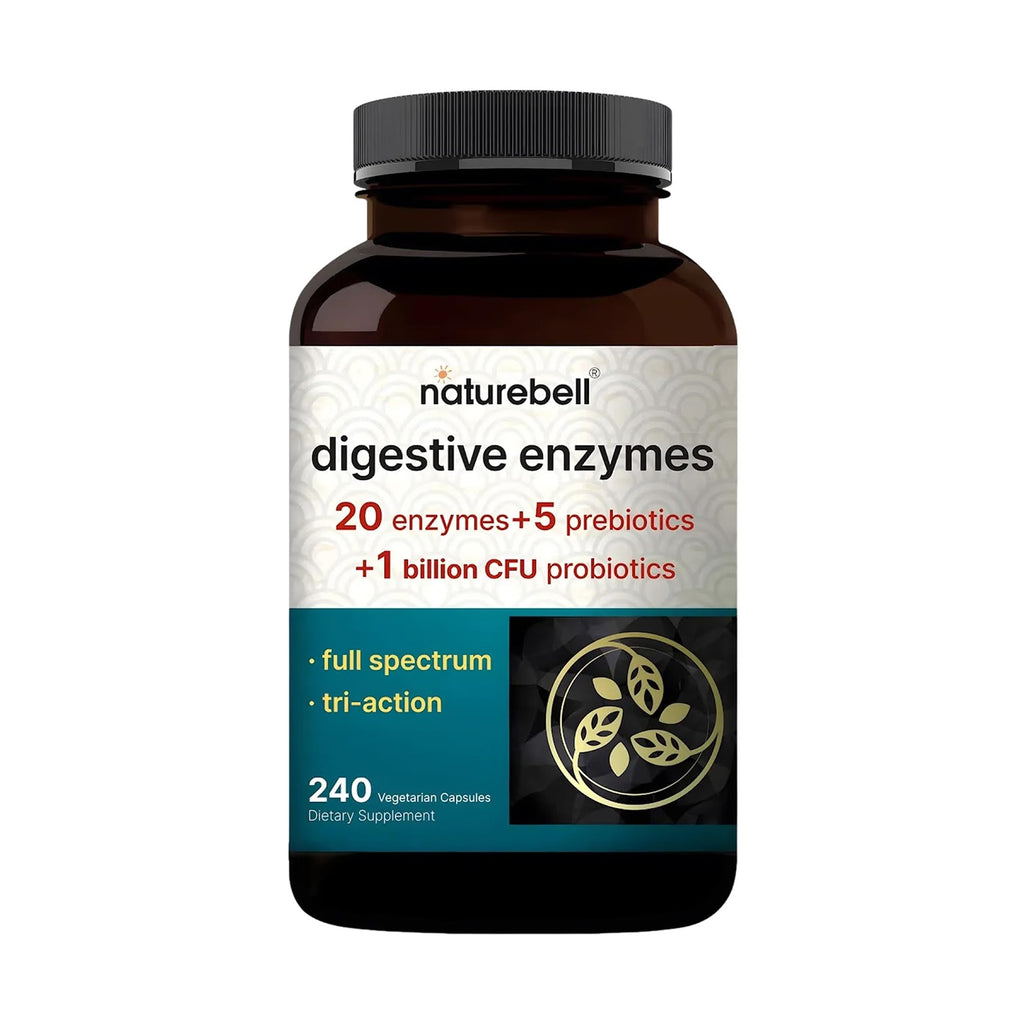 NatureBell Digestive Enzymes - 240 Capsules - Gut & Digestive Health Support Supplement* - with 20 Enzymes,