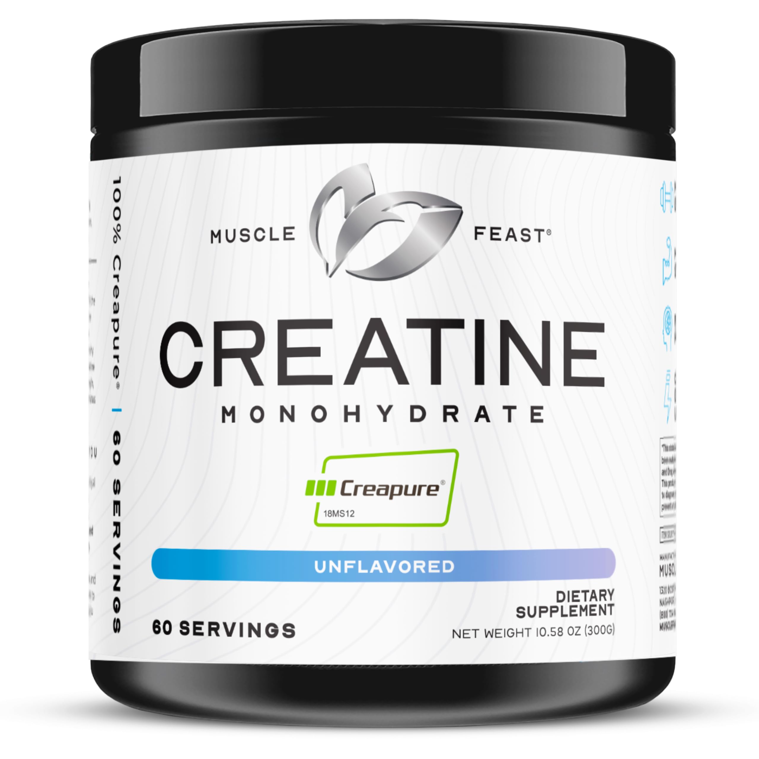 Muscle Feast Creapure Creatine Monohydrate Powder, Vegan Keto Friendly Gluten-Free, Mass Gainer, Muscle Recovery Supplement and Trusted Creatine for Muscle Growth