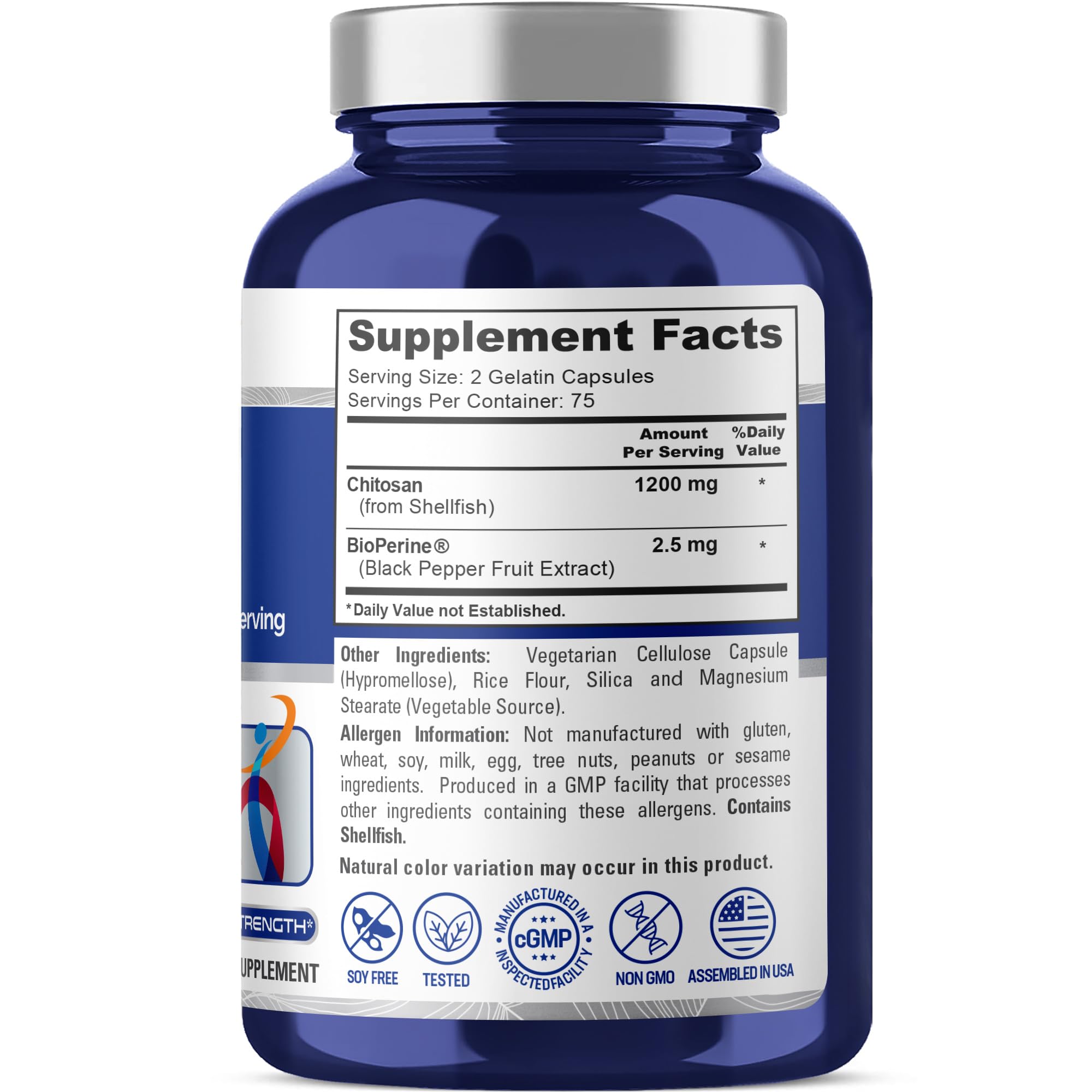 NusaPure Chitosan 1200mg 150 Caps (Non-GMO & Soyfree) with Bioperine NusaPure Au supplements