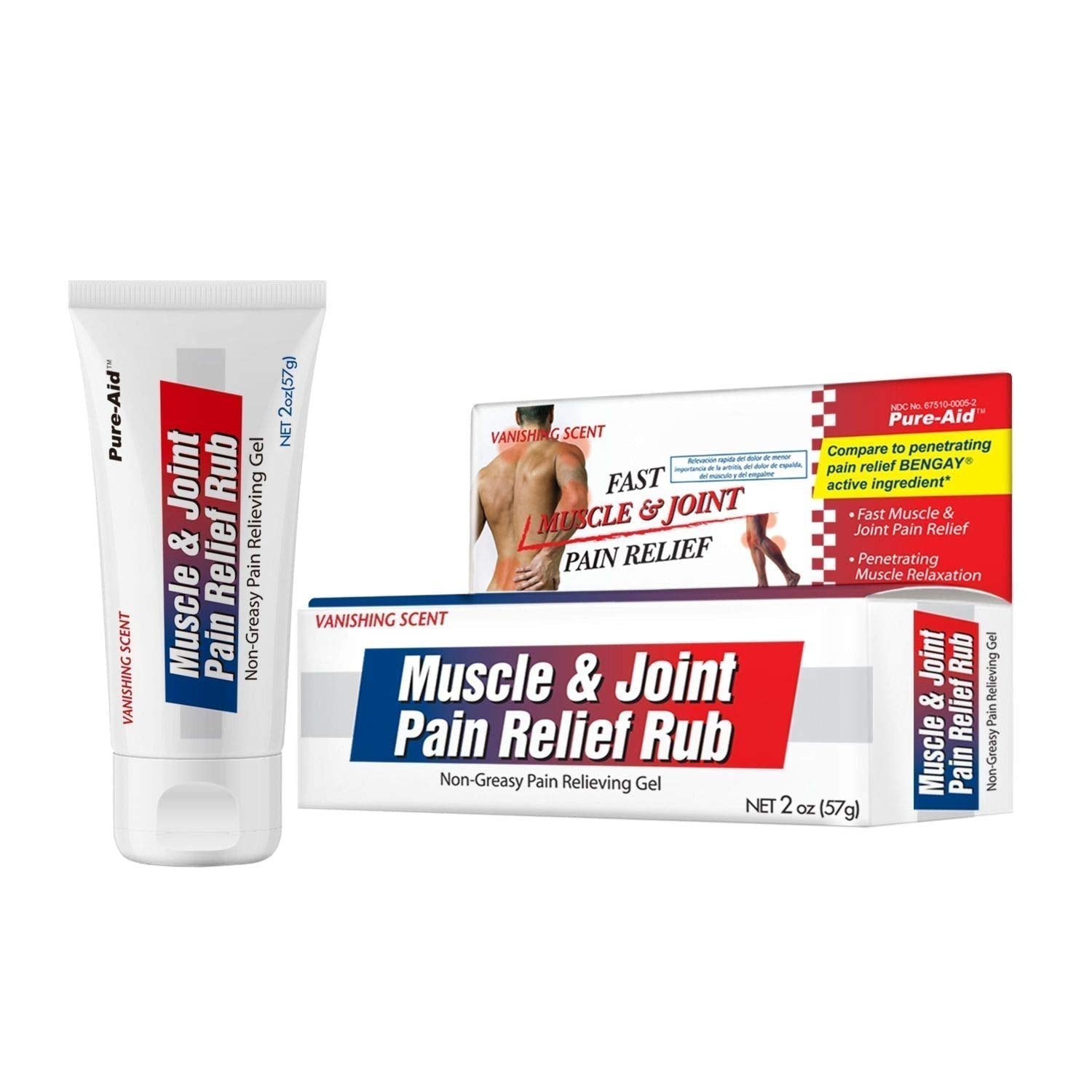 Pure-Aid Muscle & Joint Pain Relief Rub, Fast Relief from Minor Arthritis, Backache, Muscle & Joint Pain Non-Greasy Cream, 2oz (4pk) Pure-Aid Au supplements