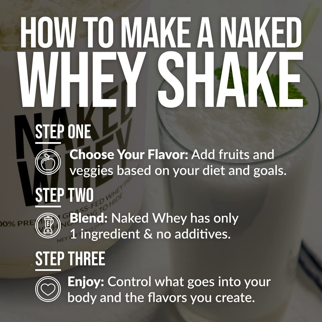 NAKED Whey 1Lb - Only 1 Ingredient, Grass Fed Whey Protein Powder, NSF Certified, Undenatured, No Gmos, No Soy, Gluten Free