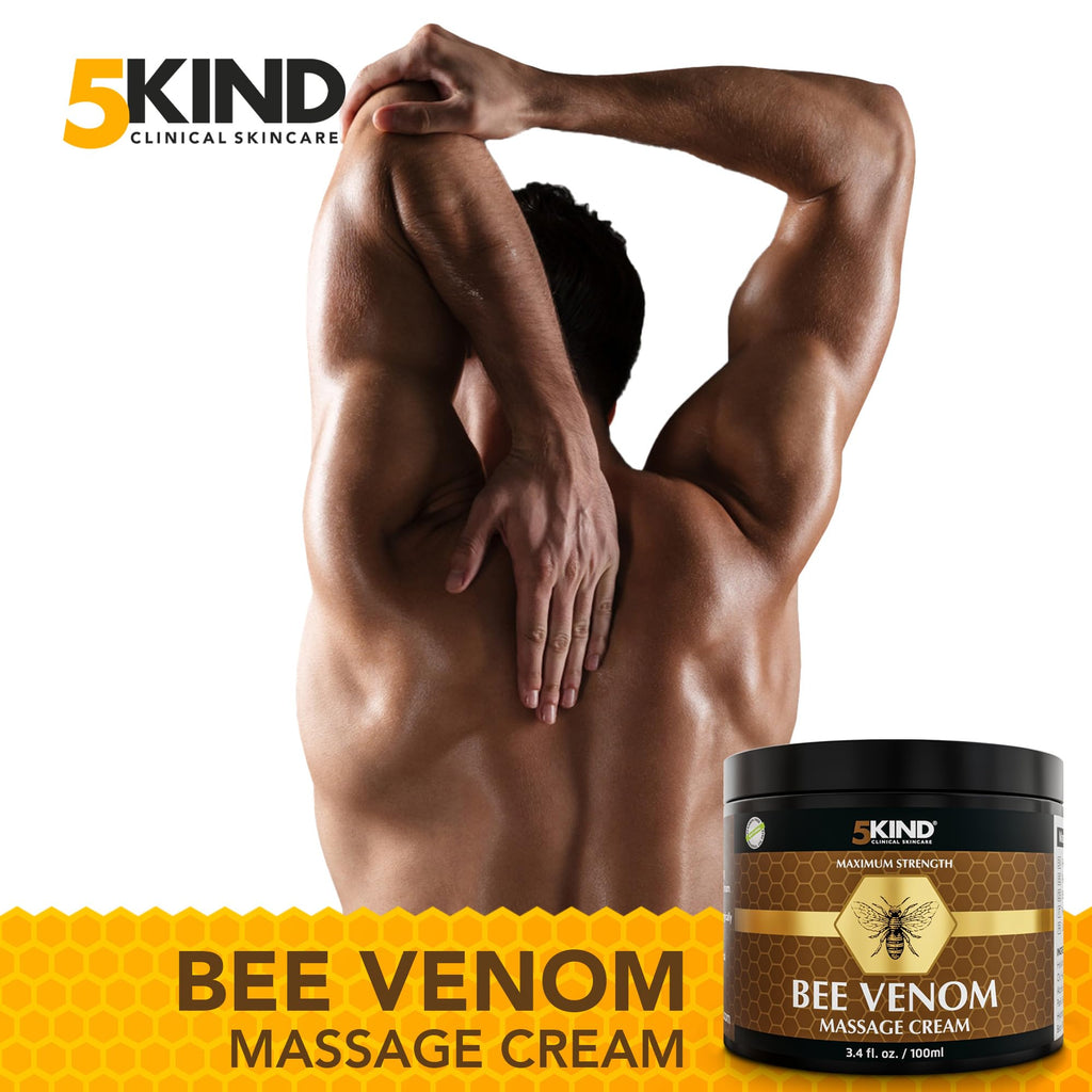5kind Maximum Strength Bee Venom Cream - Naturally Massage Joints & Muscles, Lower Back, Knee, Neck, Shoulder, Hip & Feet - Responsibly Sourced Premium Bee Venom Cream 3.4 Fl Oz 5kind clinical skincare Au supplements