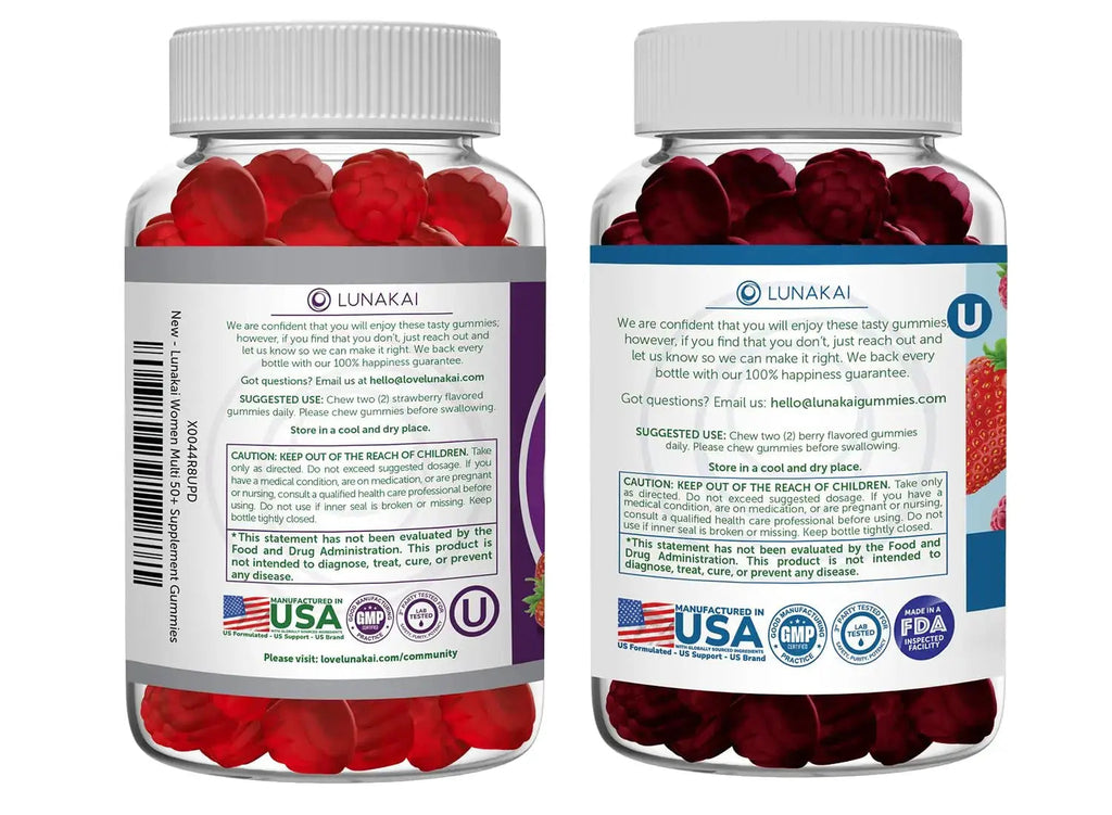 Lunakai USA Made Women 50+ Multivitamin & Probiotic Gummies Bundle – Immune & Digestive Support – 60 Non-GMO Gummies Each Lunakai Au supplements