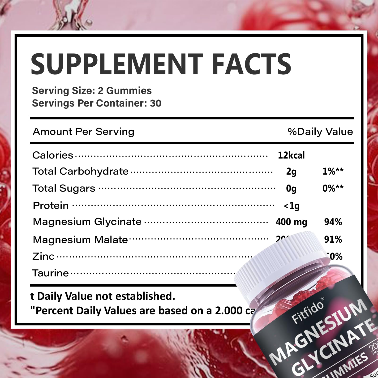 Magnesium Glycinate Gummies 400mg, Chewable Sugar Free Magnesium Supplement with Magnesium Glycinate, Magnesium Malate and Protein for Sleep, Relaxation, Brain & Muscle - Vegan (60 Count, Raspberry) Fitfido Au supplements