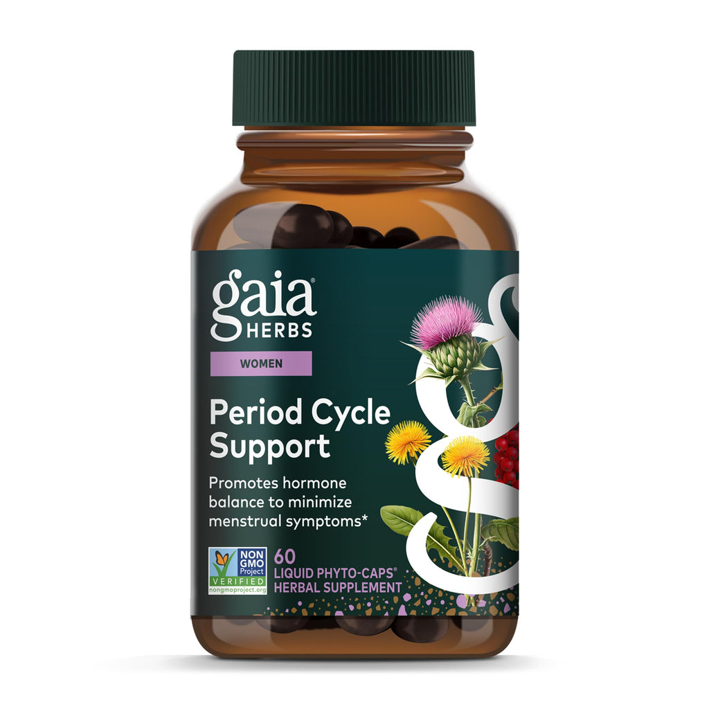 Gaia Herbs Period Cycle Support - Supports Hormone Balance & PMS Relief* - Herbal Supplement with Vitex Berry & Schisandra - Free from Gluten, Dairy & Soy - 60 Vegan Capsules (60 Servings) Gaia Herbs Au supplements