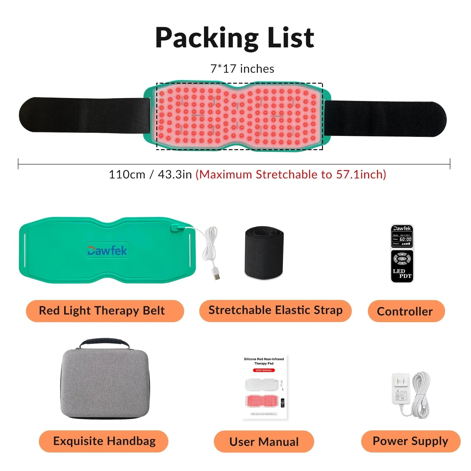 Dawfek Red Light Therapy Belt for Pain Relief Silicone Wearable Near Infrared Light Wrap Deep Dawfek Au supplements