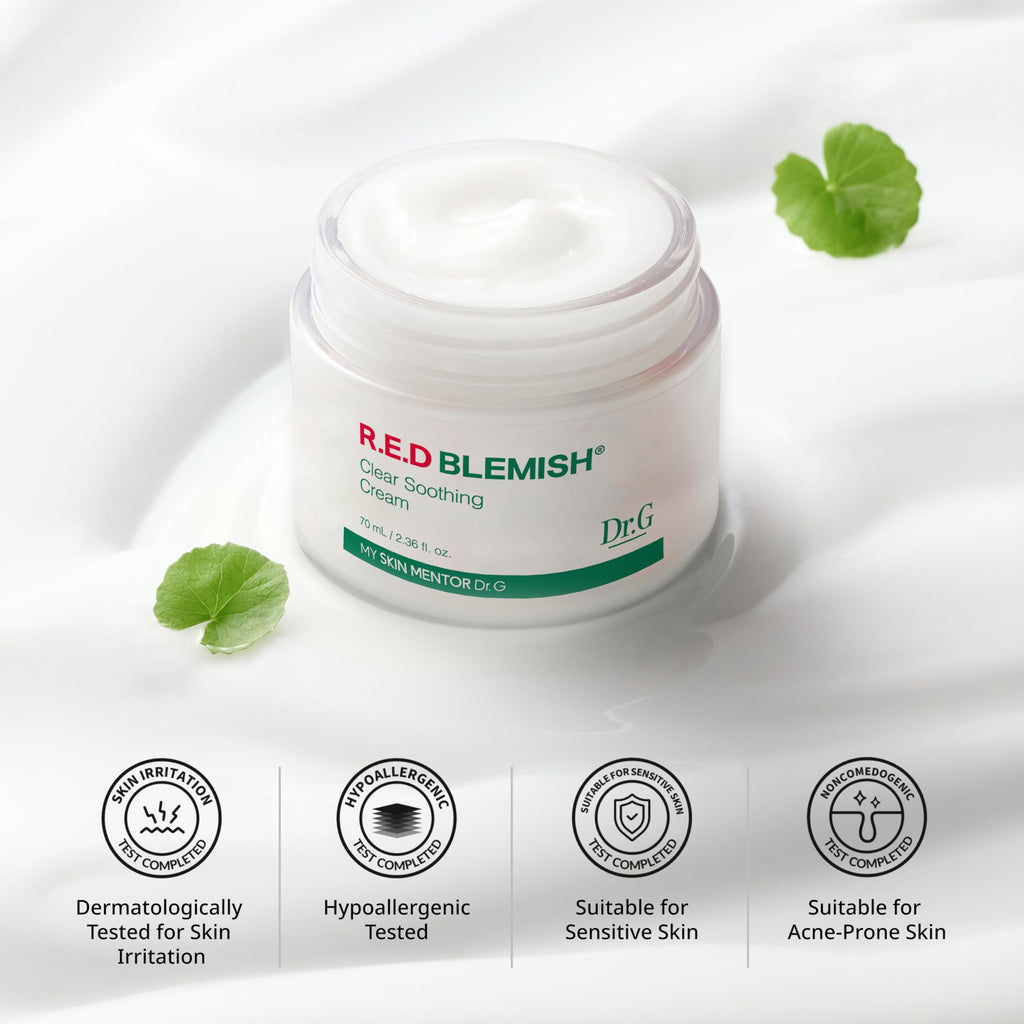 Dr. G R.E.D. Blemish Clear Soothing Cream - Calming Korean Moisturizer for Redness - Soothes Acne & Irritation