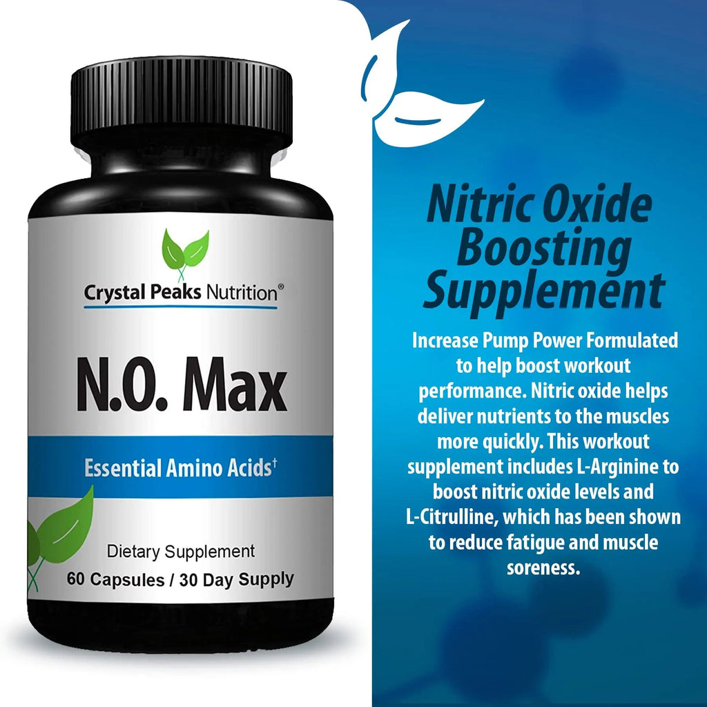CRYSTAL PEAKS NUTRITION N.O. Max Nitric Oxide Supplement - L Arginine, Citrulline CRYSTAL PEAKS NUTRITION Au supplements