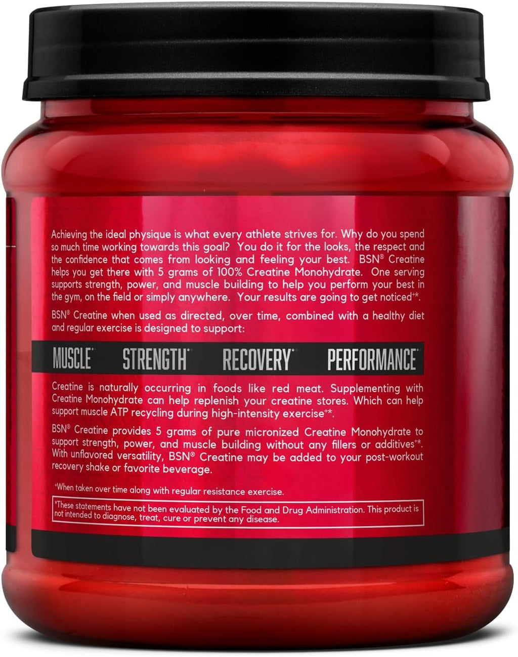 BSN Micronized Creatine Monohydrate Powder, Unflavored Creatine Powder, Micronized, Supports Muscle Building, Supports Muscle Strength, Gym Supplement