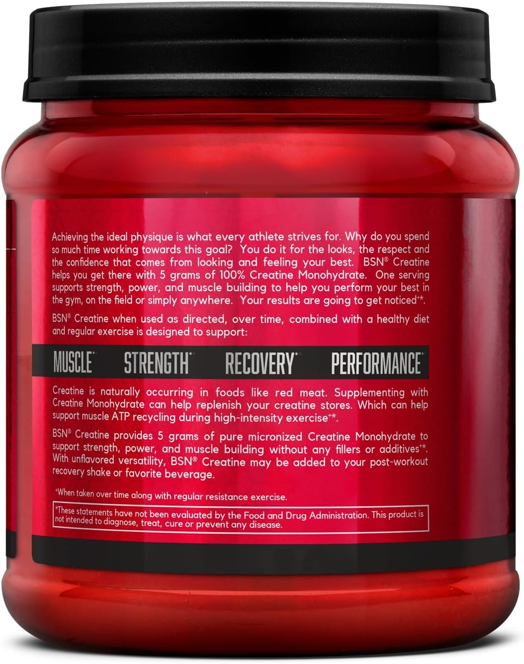 BSN Micronized Creatine Monohydrate Powder, Unflavored Creatine Powder, Micronized, Supports Muscle Building, Supports Muscle Strength, Gym Supplement