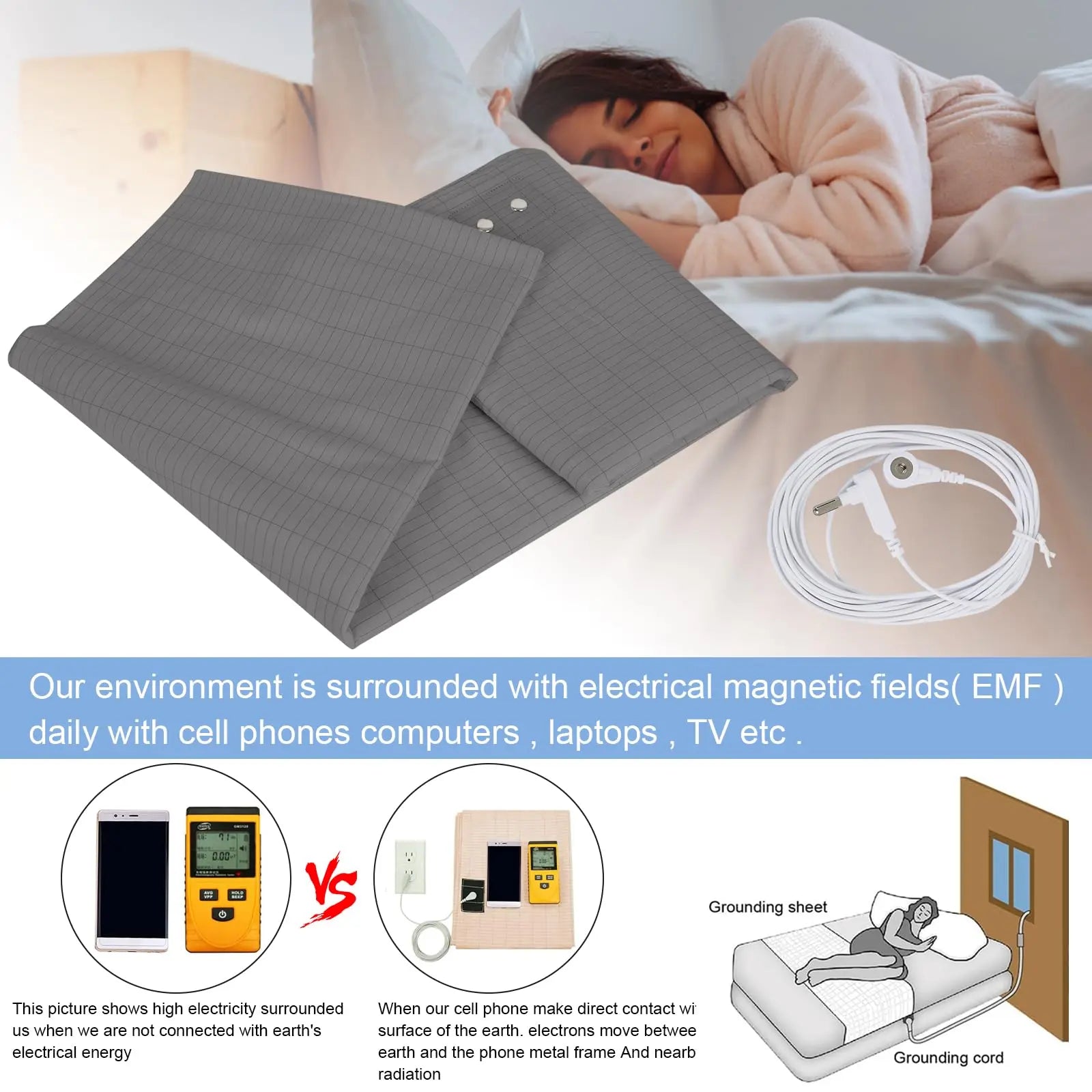 Grounding Mat for Bed, Grounding Sheets Blanket with Grounding Cord, Earthing Mat Grounding Pad Reaeng Au supplements