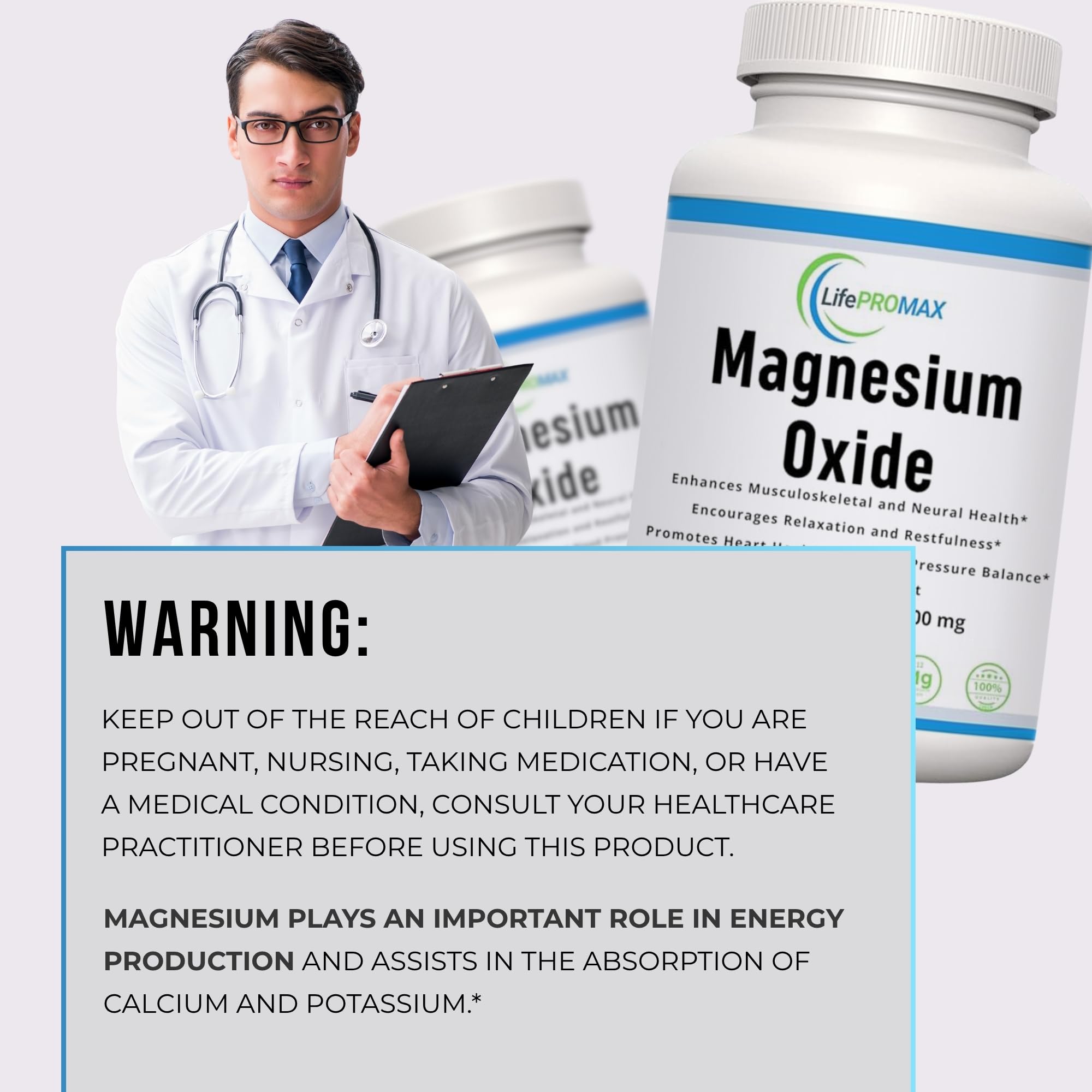 Magnesium 400mg [High Potency] Supplement – Magnesium Oxide for Immune Support, Muscle Recovery, Leg Cramps and Relaxation 120 Tablets LifePROMAX Au supplements