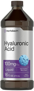 Liquid Hyaluronic Acid Supplement | 100 mg | 16 oz | Mixed Berry Flavor | Non-GMO Horbäach Au supplements