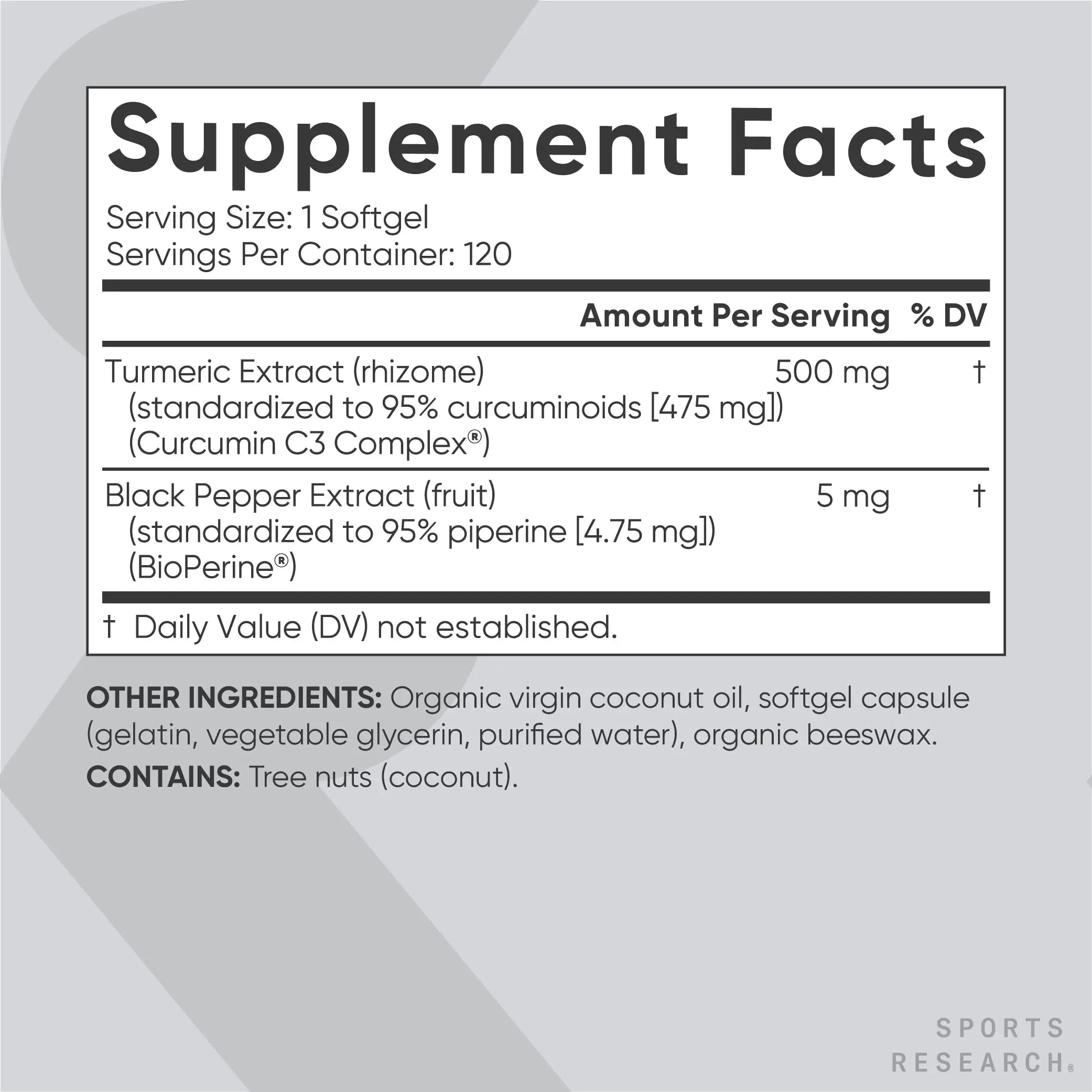 Sports Research Turmeric Curcumin C3 Complex 500 mg, Enhanced with Black Pepper Sports Research Au supplements