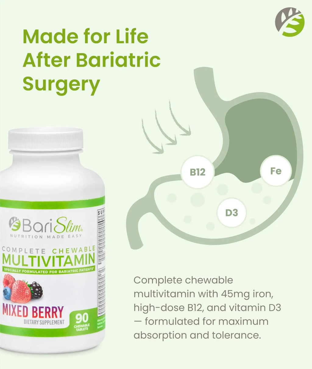 BariSlim Complete Chewable Bariatric Multivitamin Tablets - 45 mg Iron - Bariatric Vitamin & Supplement for Post Bariatric Surgery Including Gastric Bypass BariSlim Au supplements