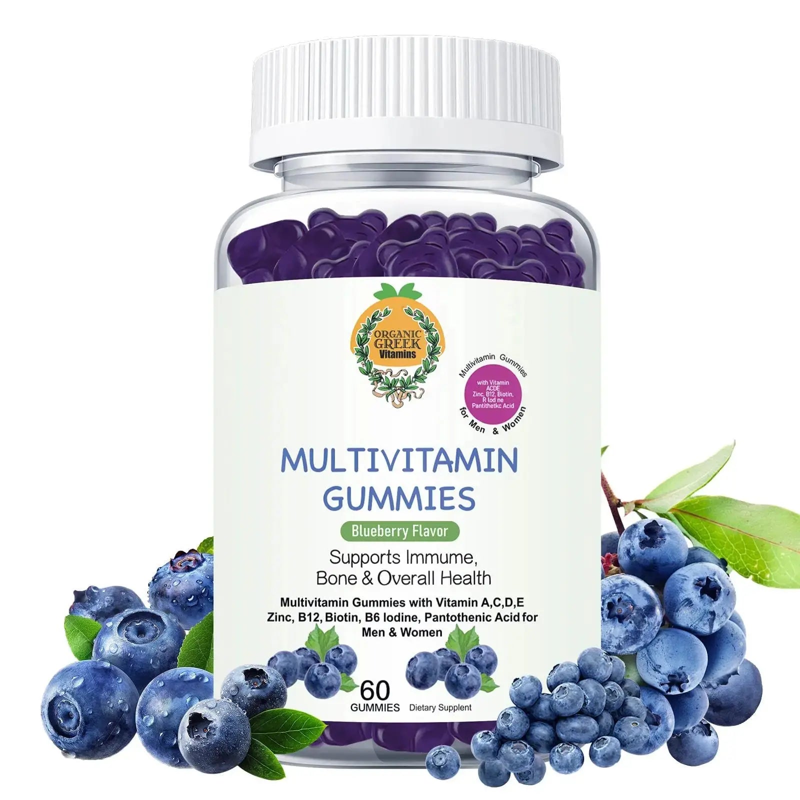 Organic Greek® Multivitamin Gummies with Vitamin A, C, D, E, Zinc, B12, Biotin, B6, Iodine, Pantothenic Acid for Men & Women Organic Greek Au supplements