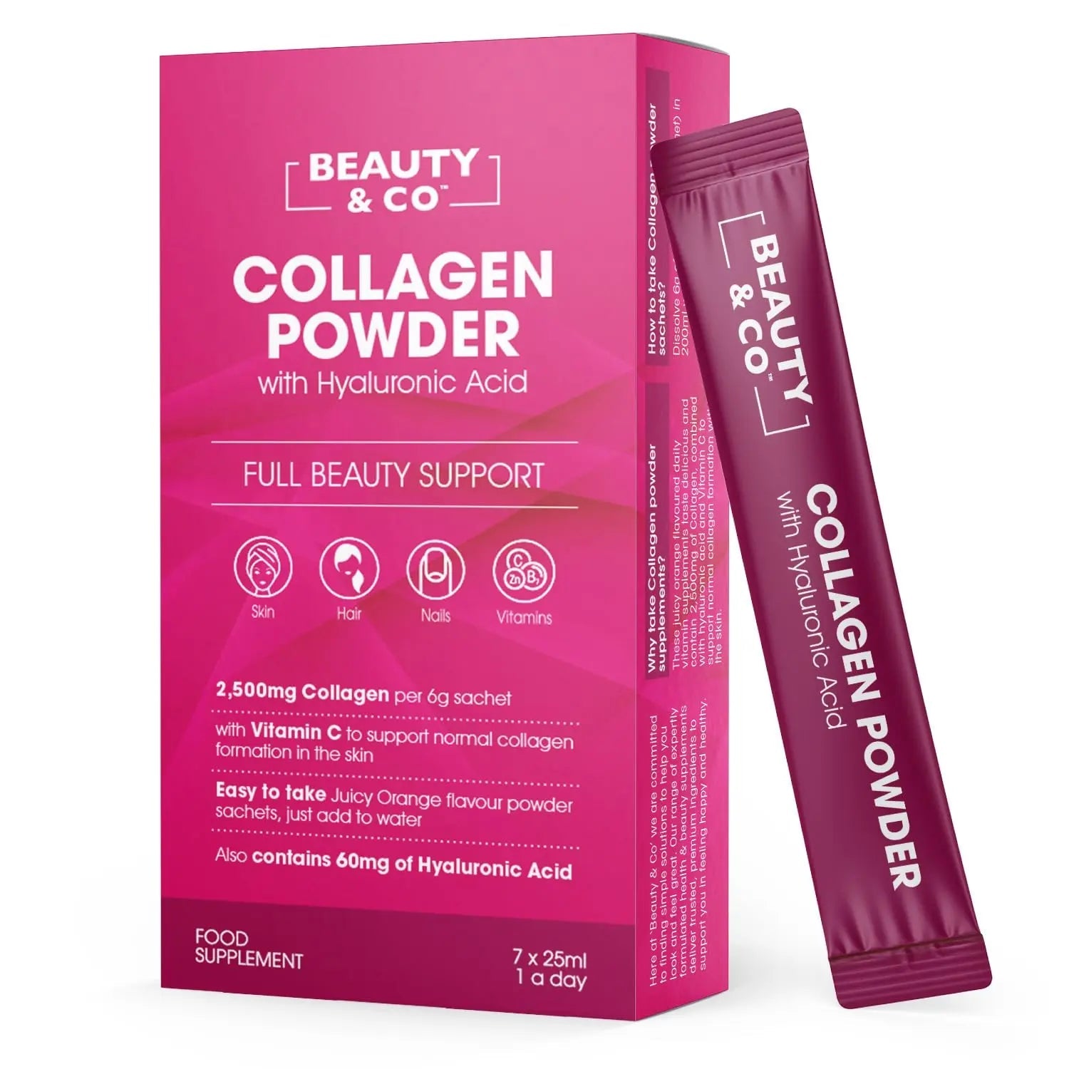 Collagen 2500mg Powder Supplement Boosted with Vitamin C and Hyaluronic Acid (Bovine) Beauty & Co Au supplements