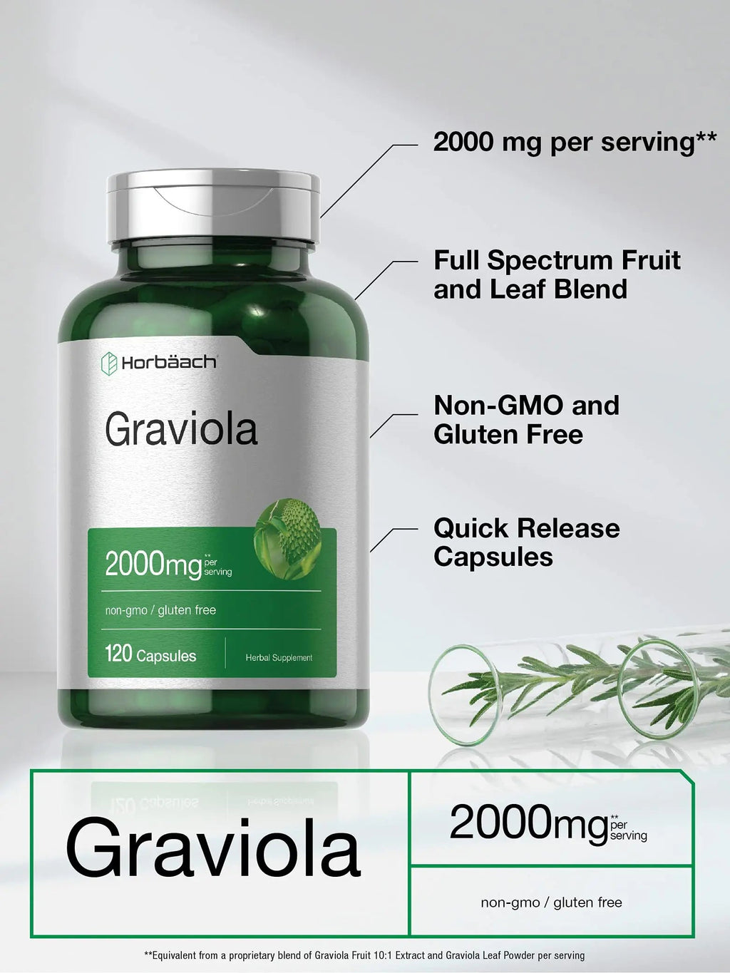 Graviola Extract 2000 mg 120 Capsules With Graviola Proprietary Blend Ingredient Horbäach Au supplements