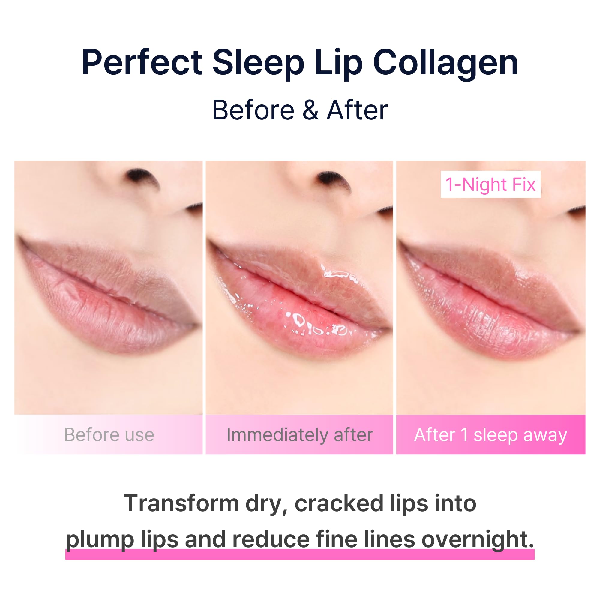 Perfect Sleep Lip Collagen 0.50fl.oz, Intensive Collagen Lip Sleeping Mask Infused with Peptides, Rice Protein & Willow Bark Extract