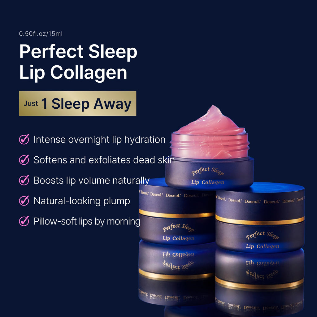 Perfect Sleep Lip Collagen 0.50fl.oz, Intensive Collagen Lip Sleeping Mask Infused with Peptides, Rice Protein & Willow Bark Extract