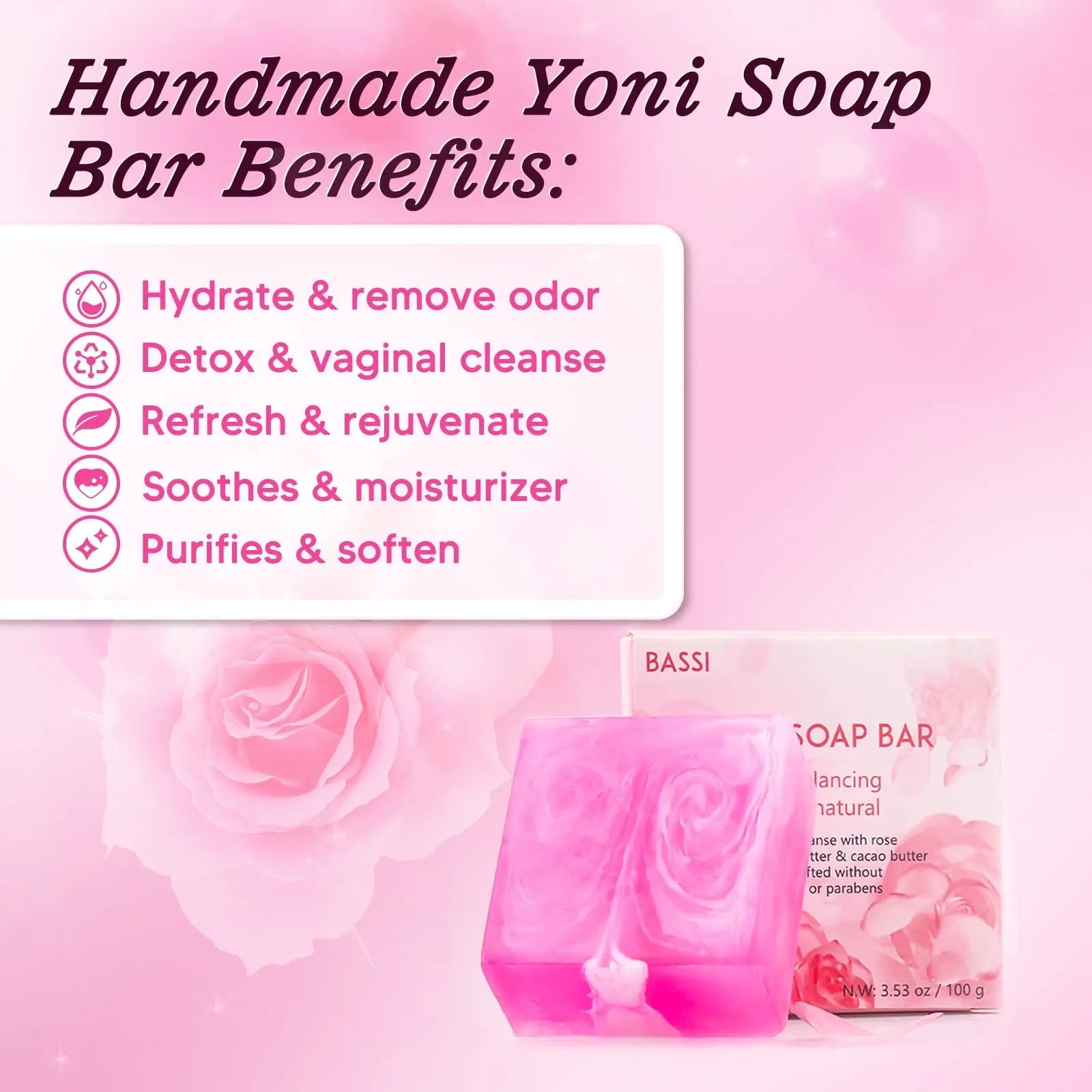 Feminine Wash & Yoni Oil & Yoni Soap Set for Women, Yoni Wash for Vaginal Ph Balance Remove Odor BASSI Au supplements