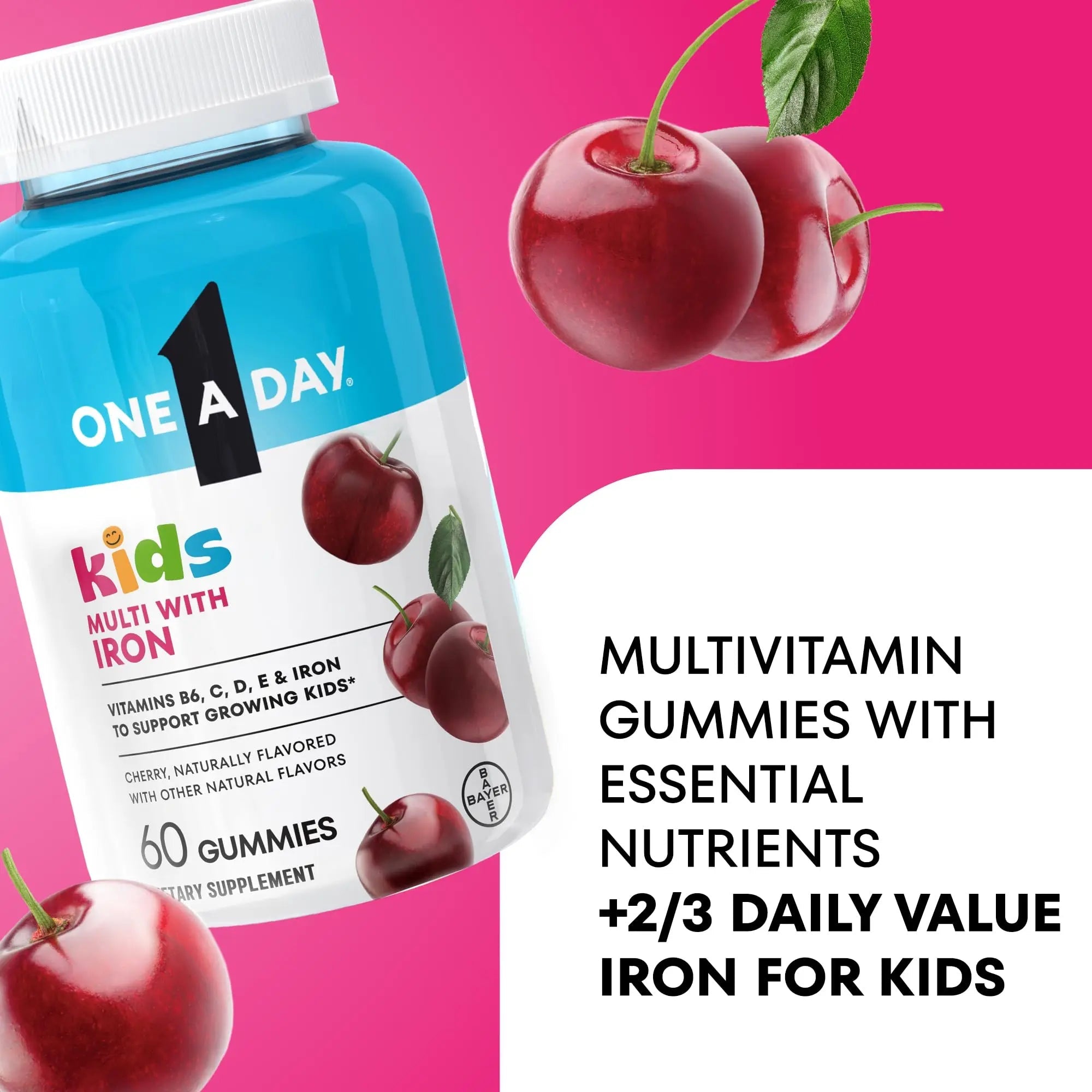 One A Day Kids Multivitamin with Iron Gummy, Vitamin D, Vitamin C, E, Zinc for Immune Support, Gummy Vitamins, Kids Multivitamin Gummies with Iron ONE A DAY Au supplements