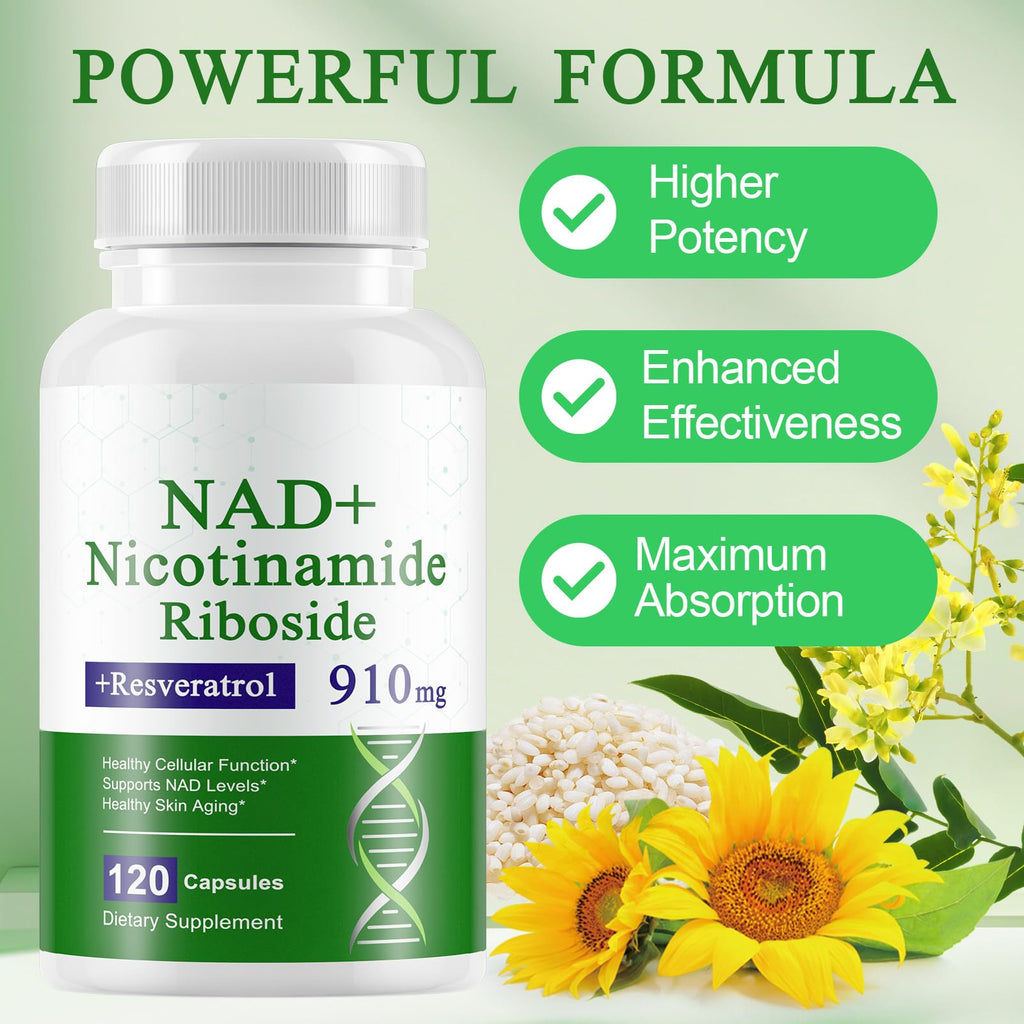 A r b c r n 120 Capsules NAD+ Supplement,NAD Nicotinamide Riboside Resveratrol 910mg for Men and Women, NR Supplement for Energy Anti-Aging Focus A r b c r n Au supplements