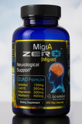 Migraine Relief, Quad-Formula with PA-Free Butterbur (150mg), CoQ10 (300mg), Magnesium Glycinate (300mg), High-Dose Riboflavin (400mg) - MigrA Zero (120 Caps) Optimal Dosing for Migraine Sufferers Iconis Bioceuticals Au supplements